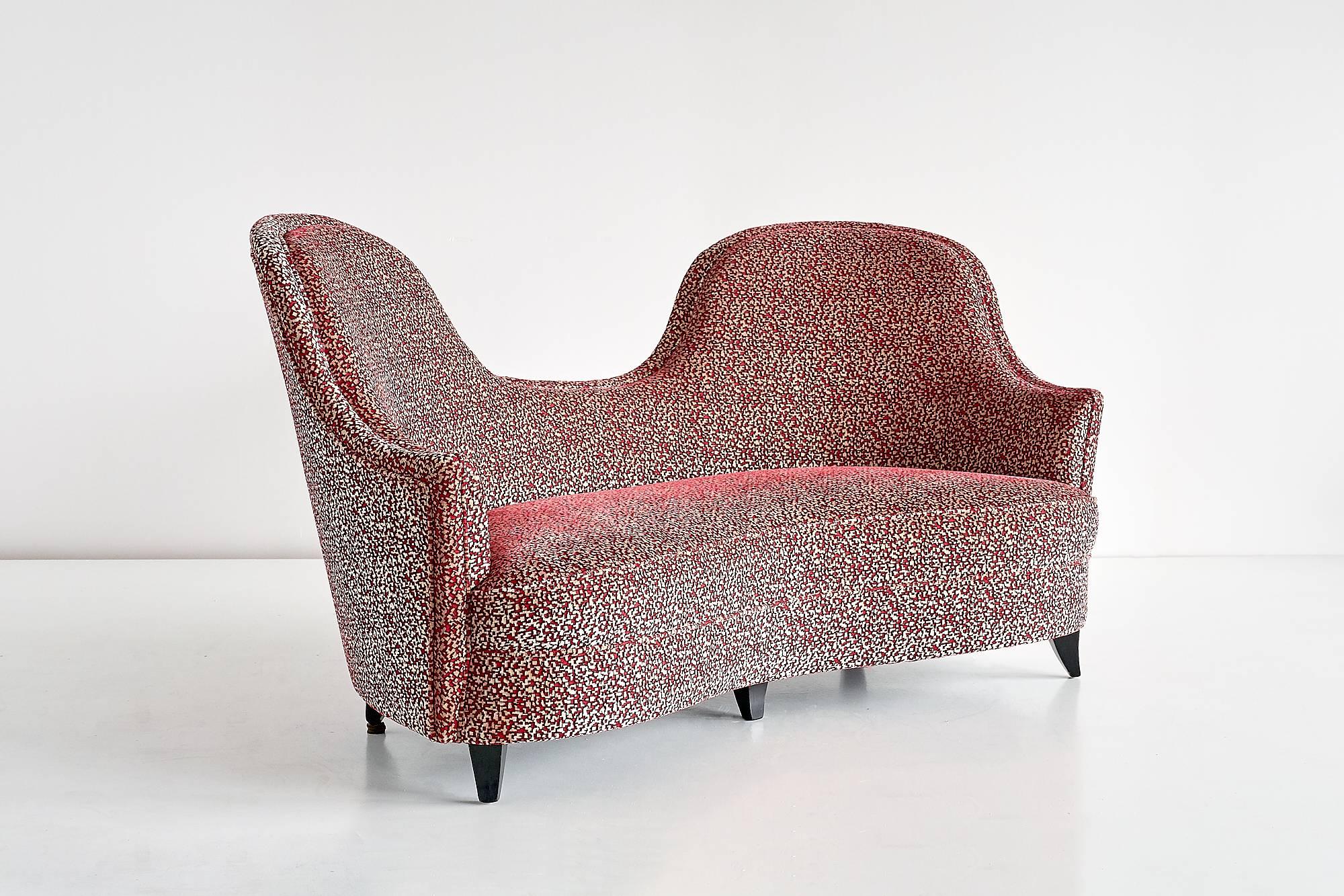 Mid-20th Century Maurizio Tempestini Curved Two-Seat Sofa, Florence, Italy, Early 1940s