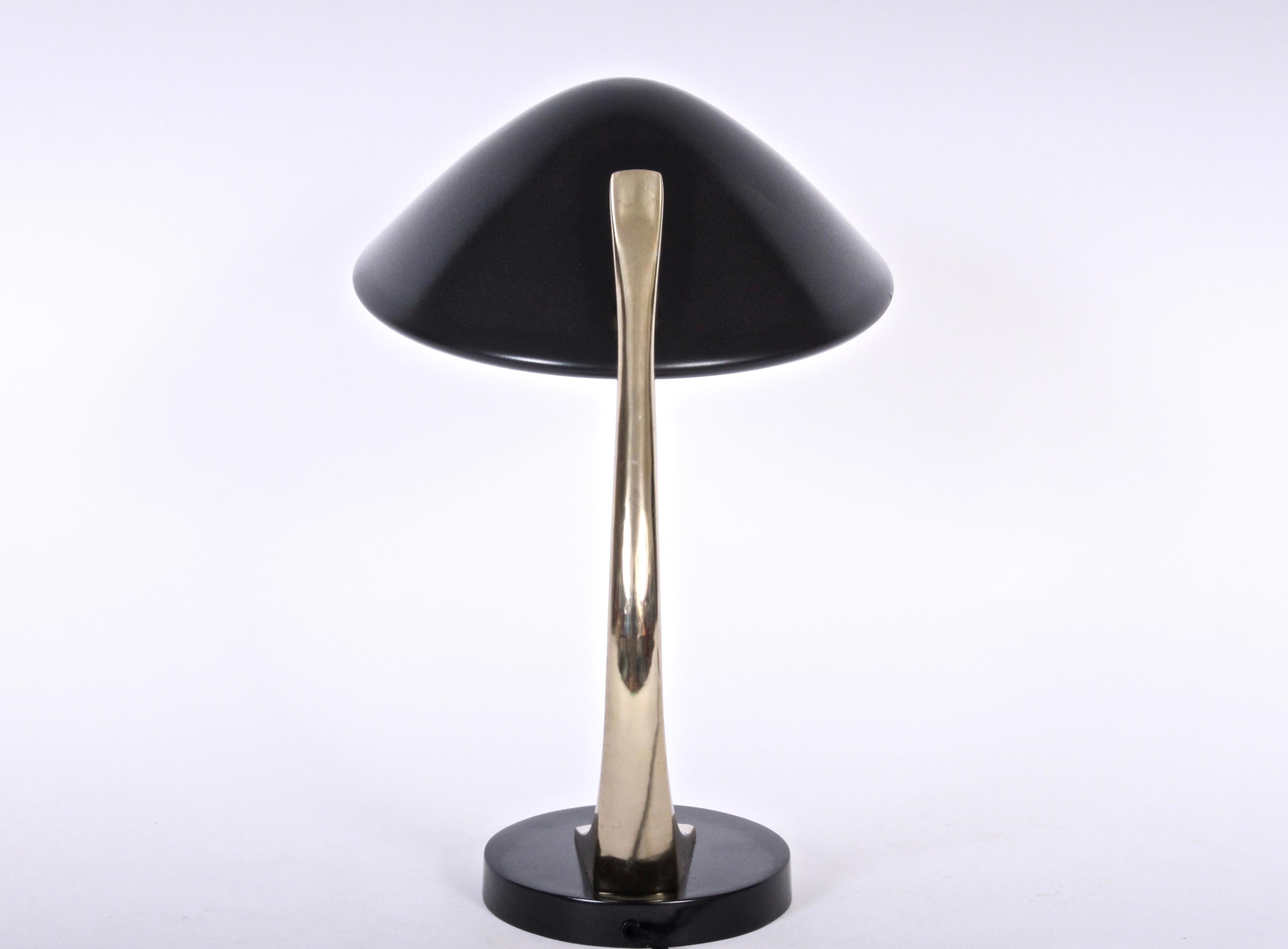 Mid-Century Modern Maurizio Tempestini for Laurel Black and Brass Desk Lamp with Black Enamel Shade