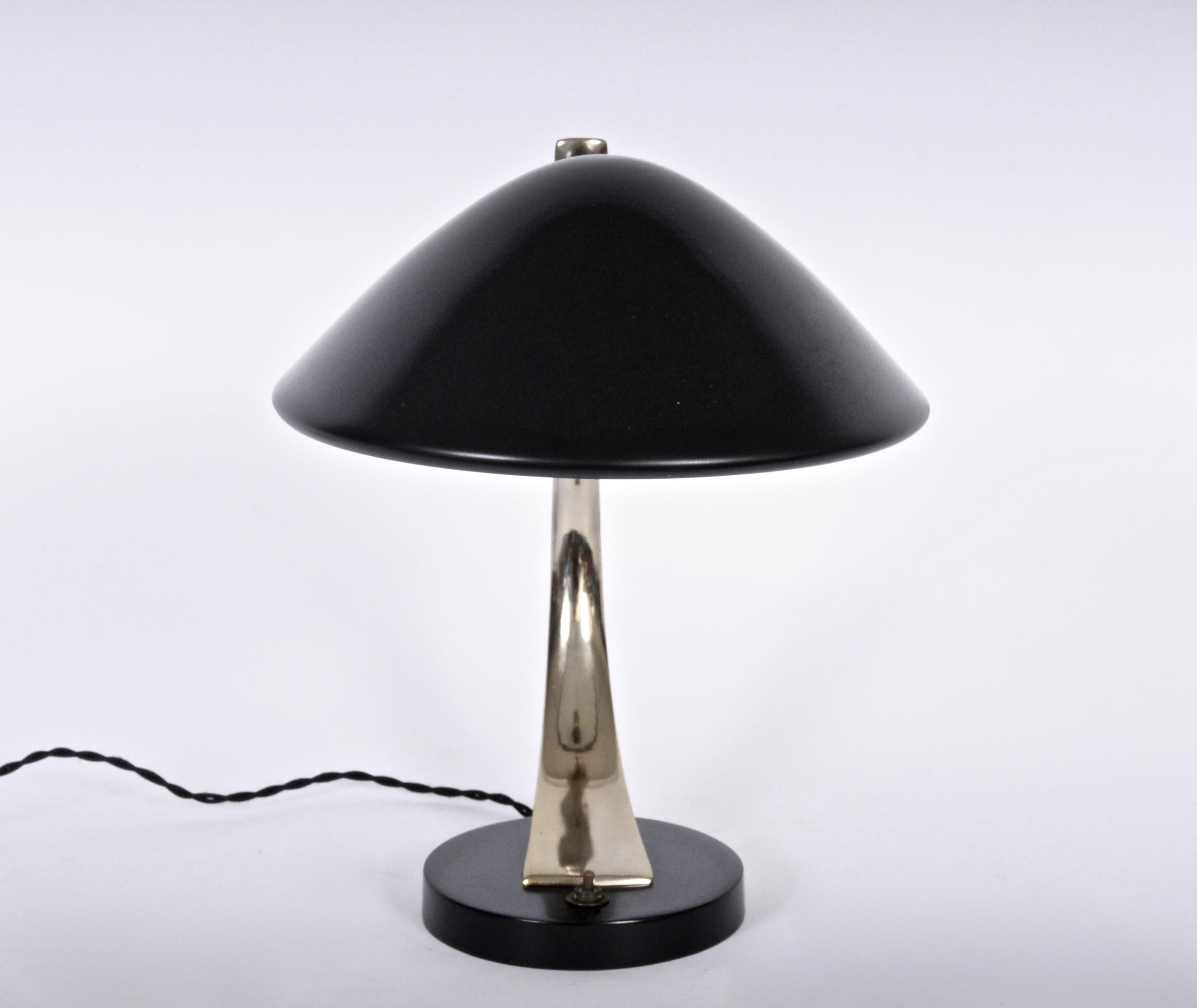 American Maurizio Tempestini for Laurel Black and Brass Desk Lamp with Black Enamel Shade