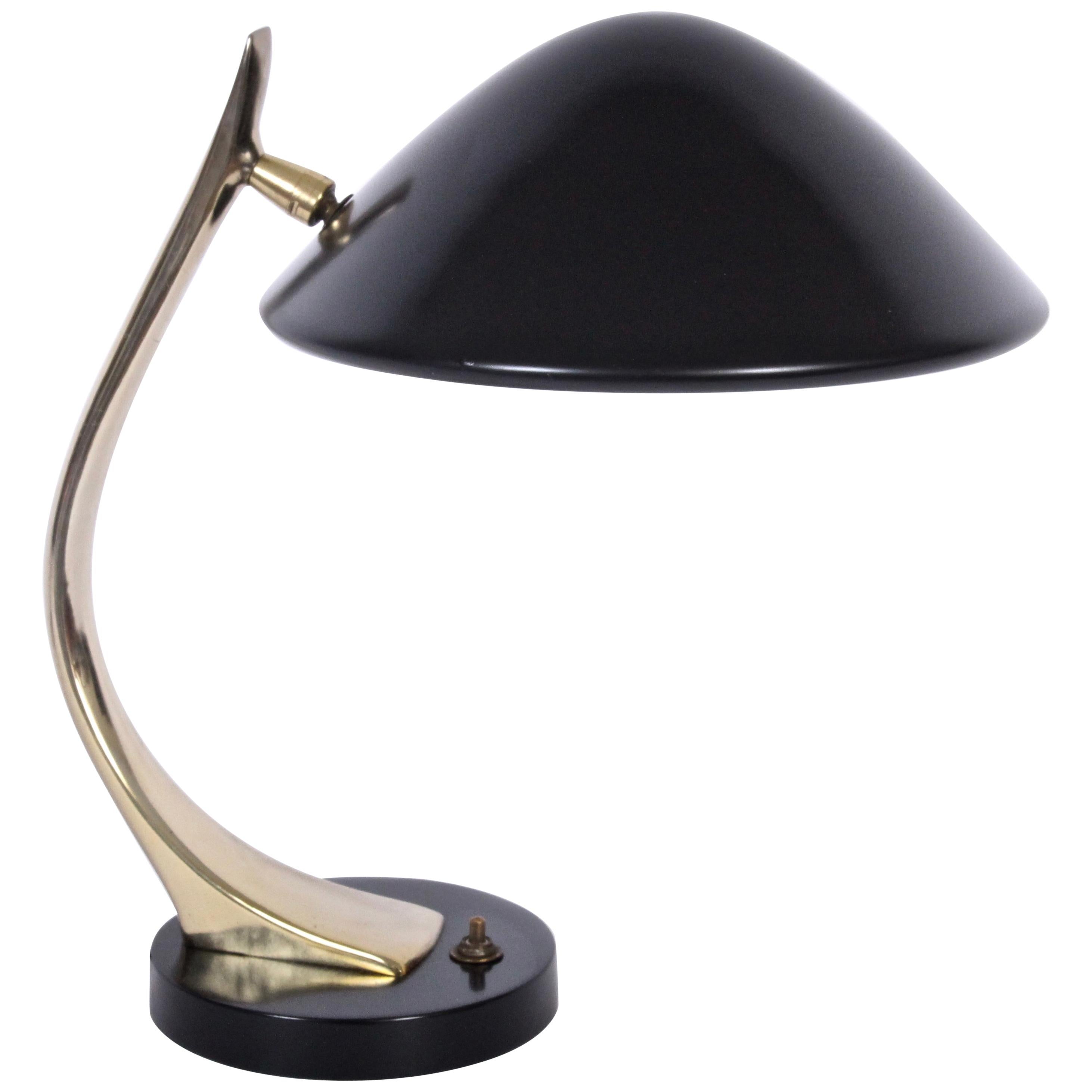 Maurizio Tempestini for Laurel Black and Brass Desk Lamp with Black Enamel Shade