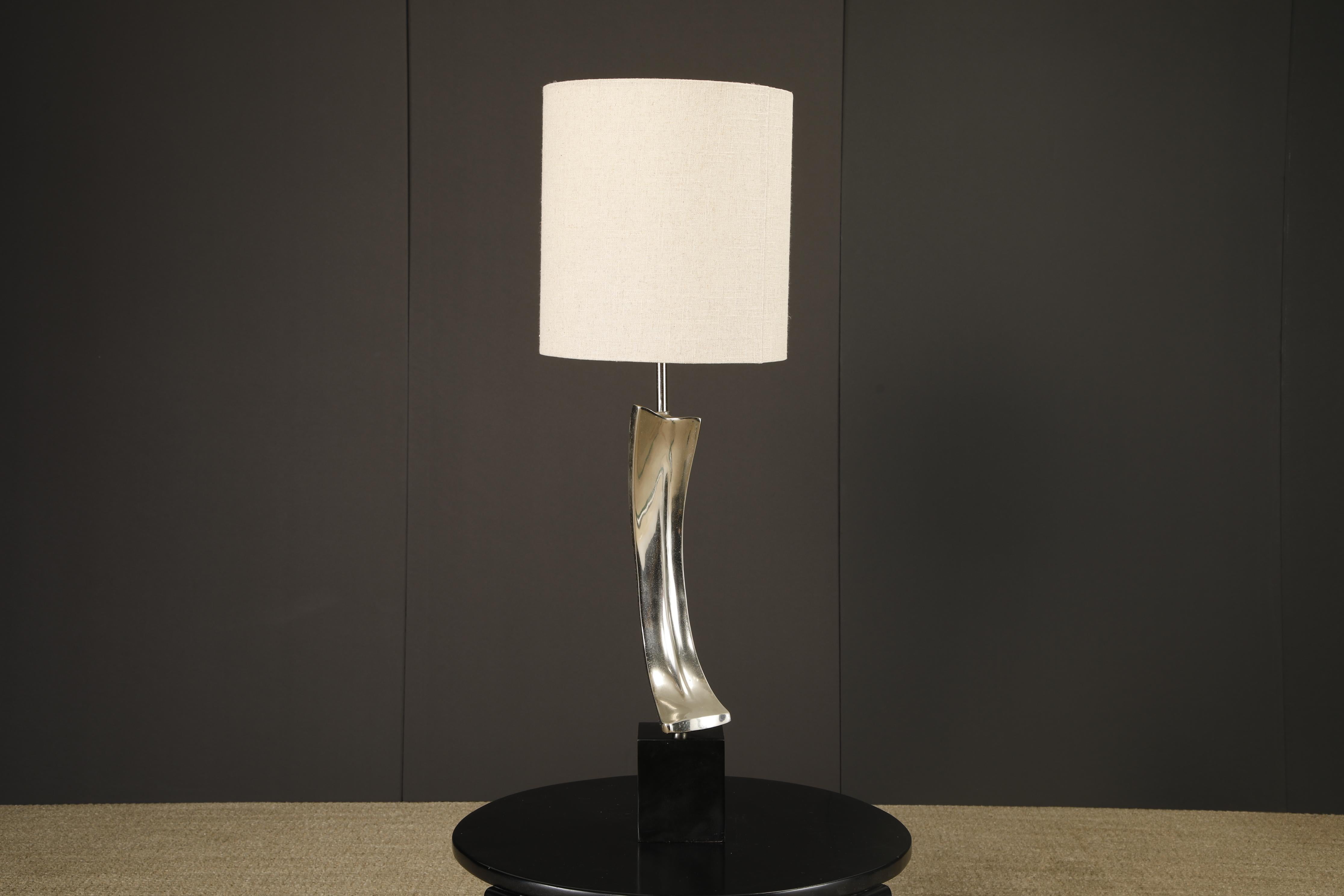 Maurizio Tempestini per Laurel Lamp Co Lampada da tavolo scultorea ad arco in cromo, anni '70 in vendita 12