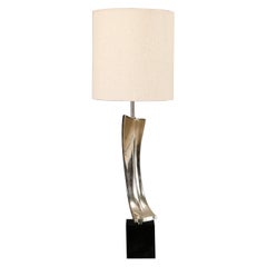 Maurizio Tempestini per Laurel Lamp Co Lampada da tavolo scultorea ad arco in cromo, anni '70