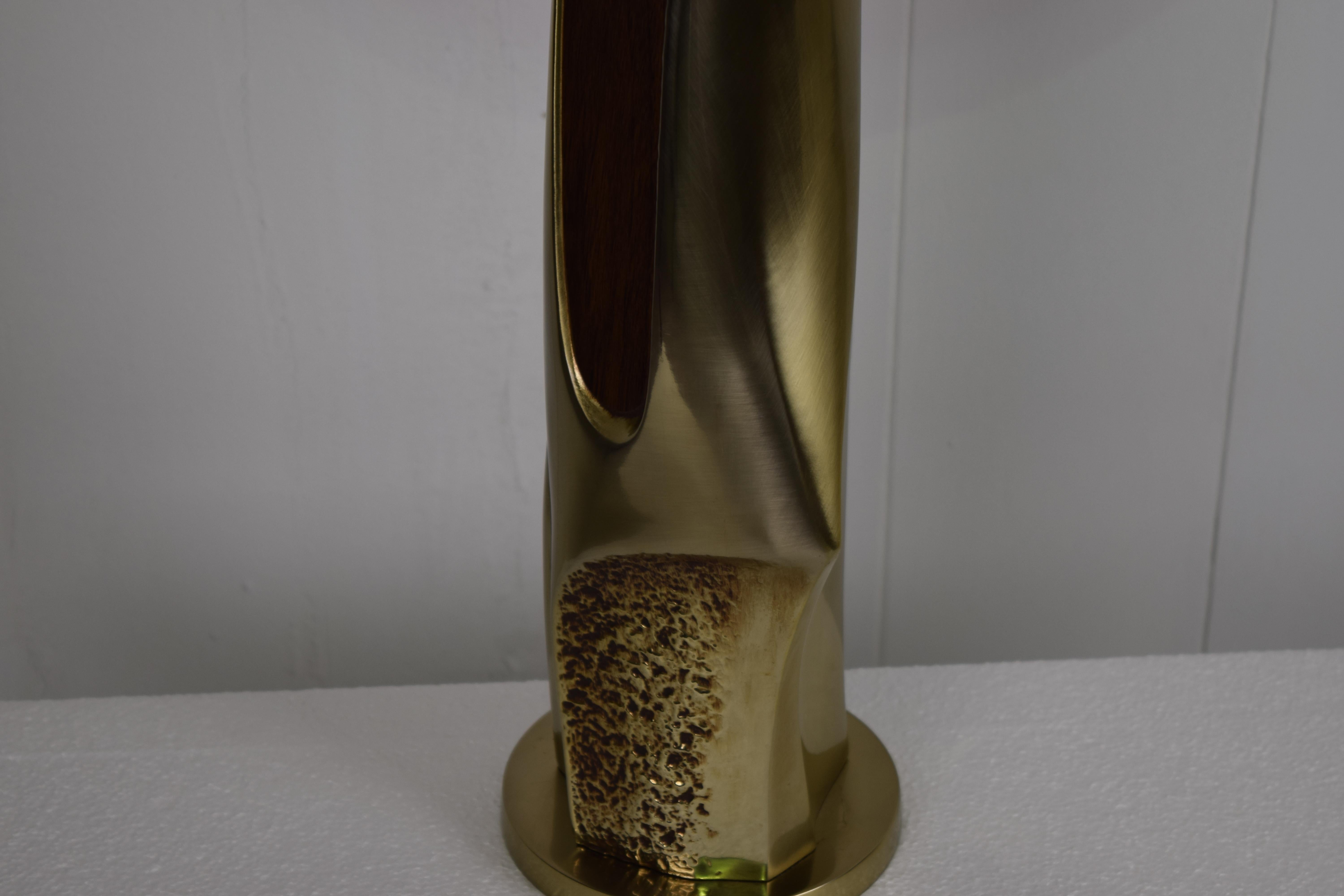 Sculptural Abstract Cast Brass Table Lamp Laurel Lighting In Excellent Condition For Sale In South Charleston, WV