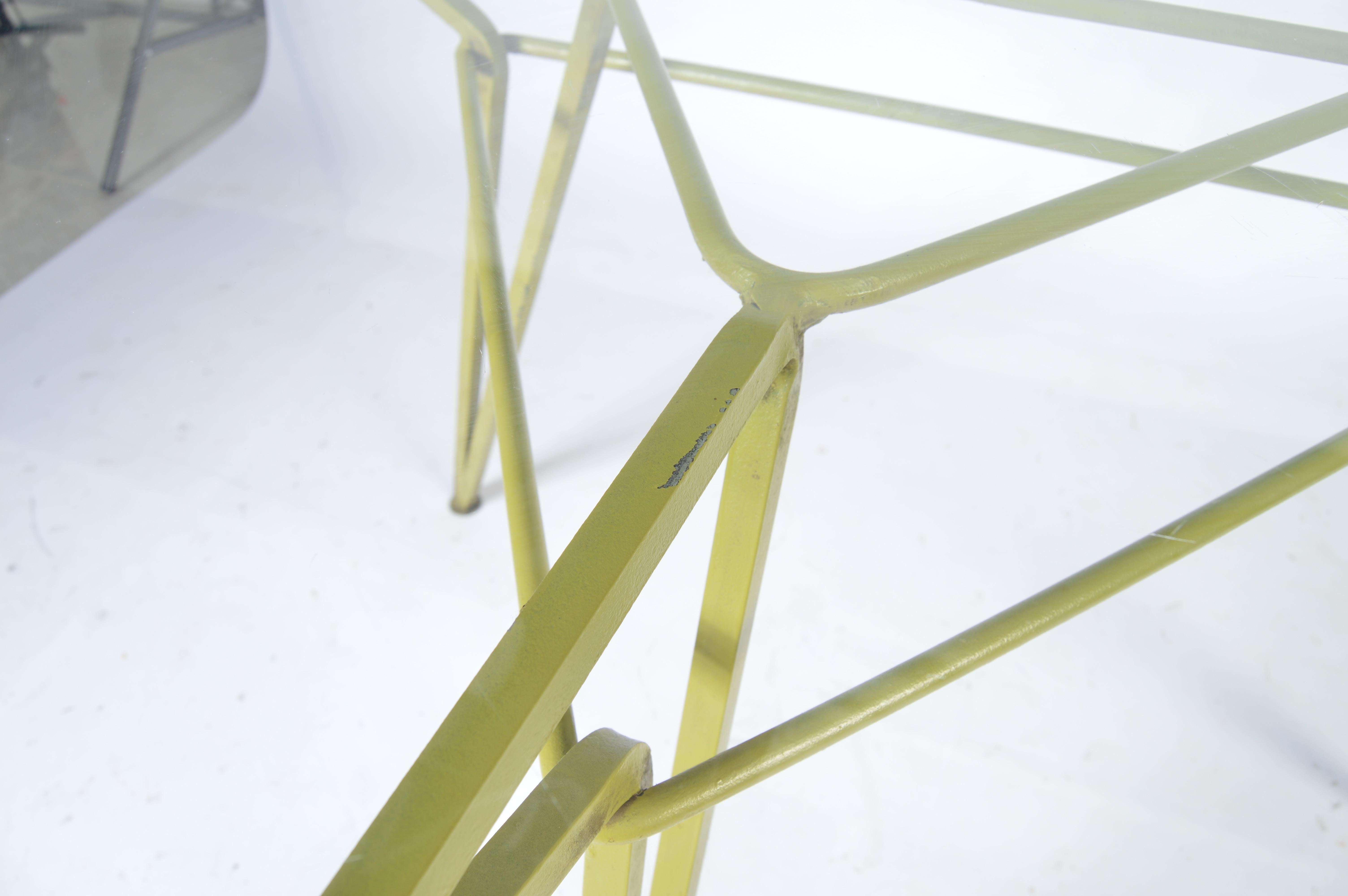 Italian Maurizio Tempestini for Salterini Geometric Iron Table with Glass Top