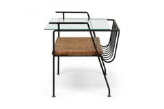Maurizio Tempestini für Salterini Metall-Zeitschriften-Beistelltisch mit geflochtenem Regal