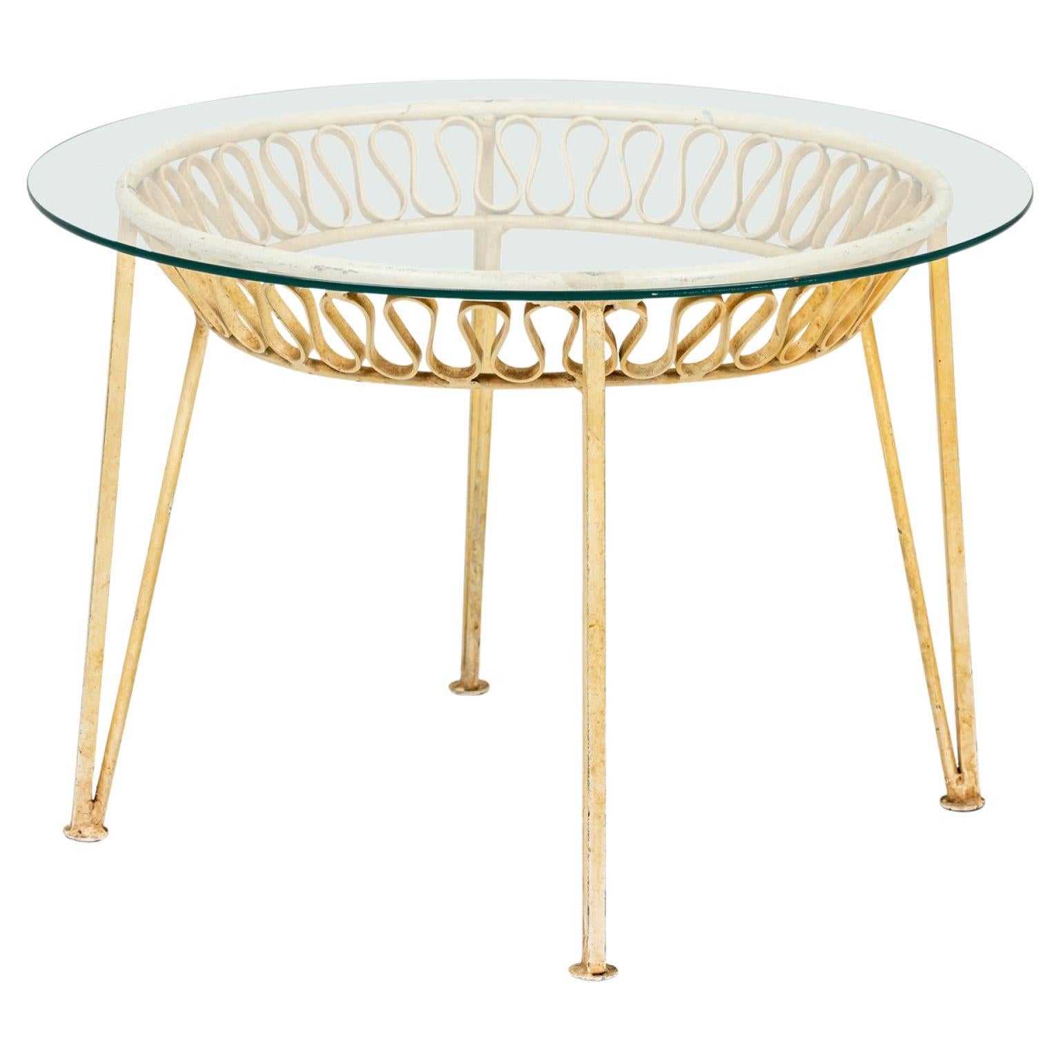 Maurizio Tempestini for Salterini Midcentury Circular White Metal End Table For Sale