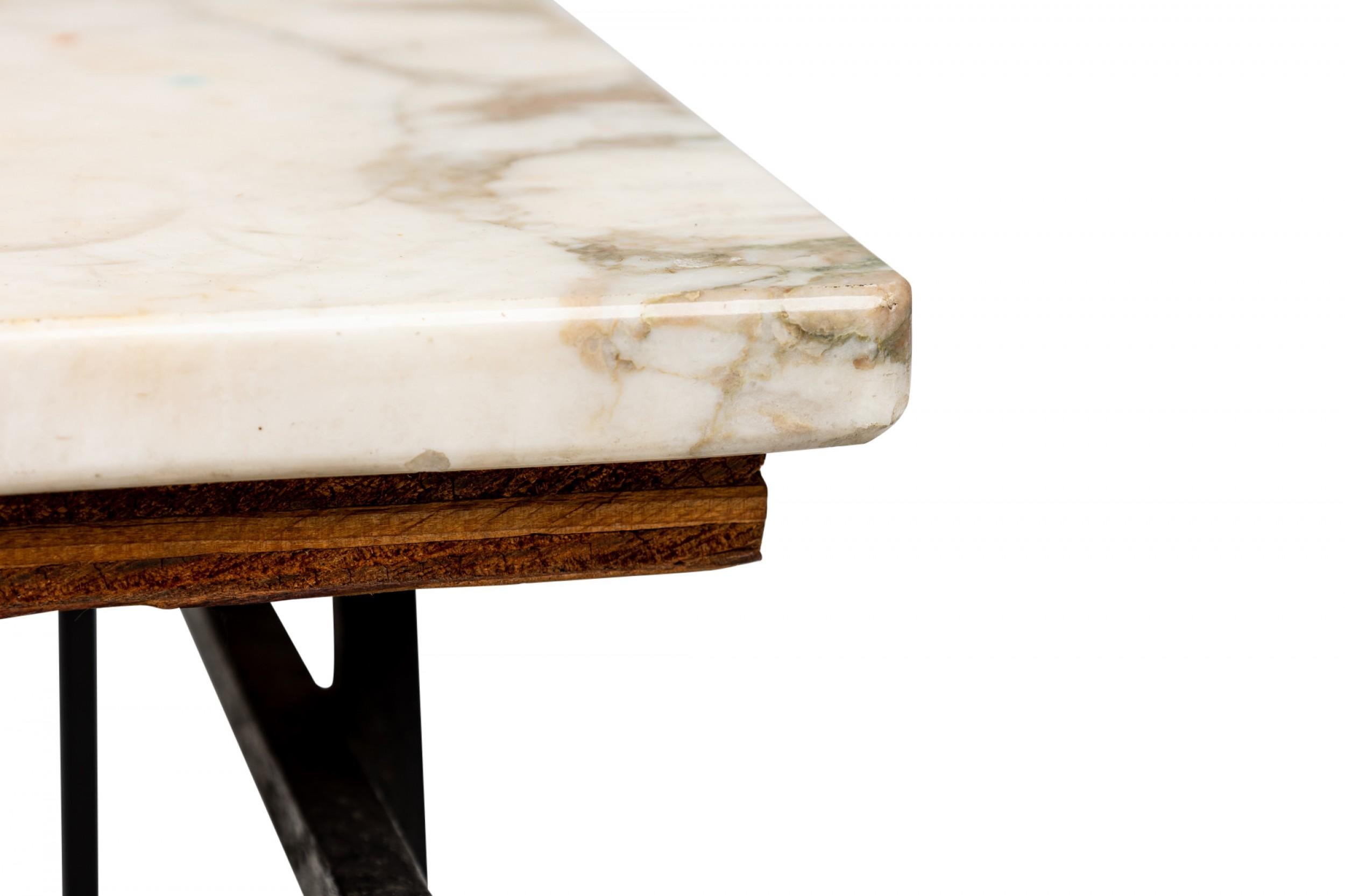 Maurizio Tempestini for Salterini Midcentury Metal Coffee Table with Marble Top For Sale 3
