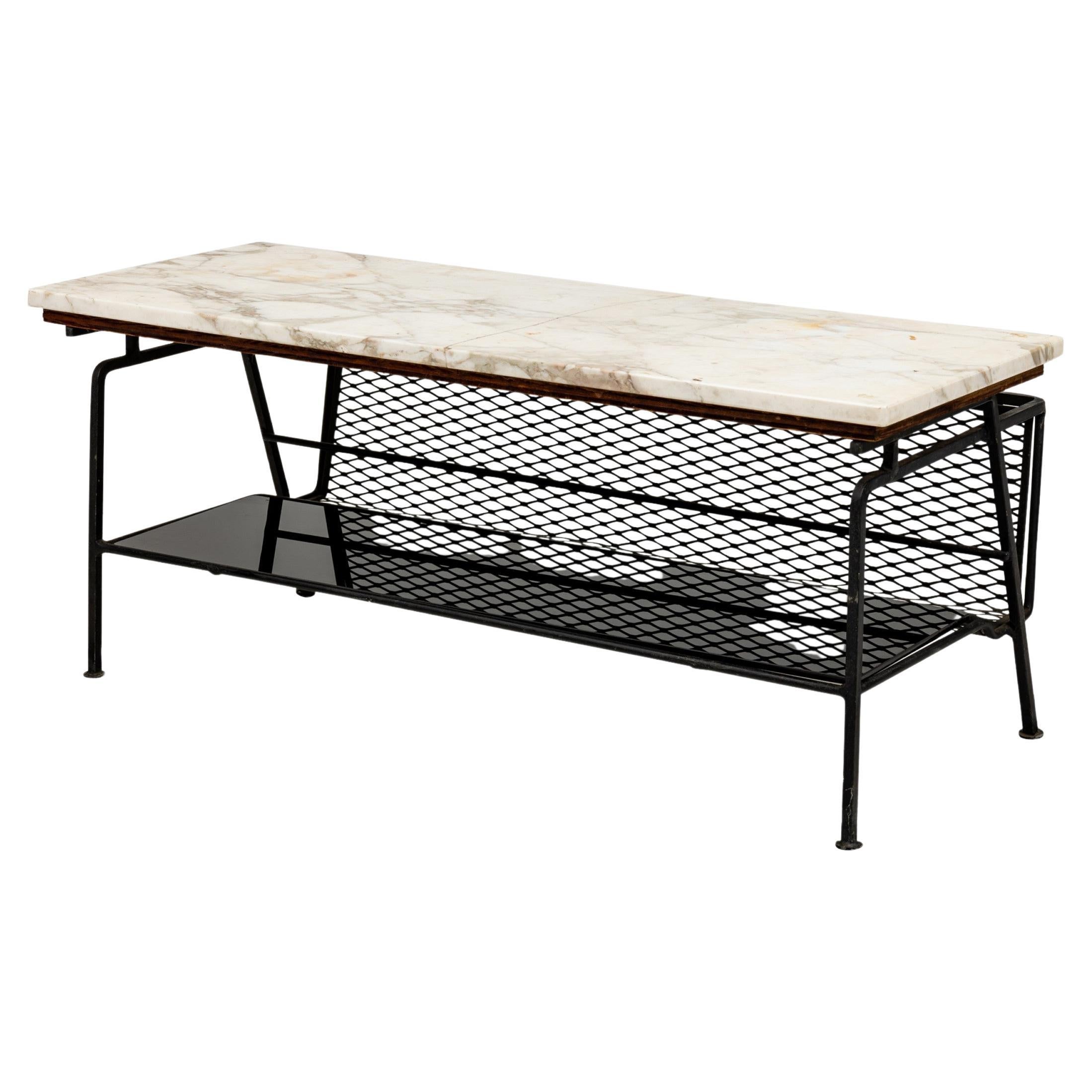 Maurizio Tempestini for Salterini Midcentury Metal Coffee Table with Marble Top For Sale