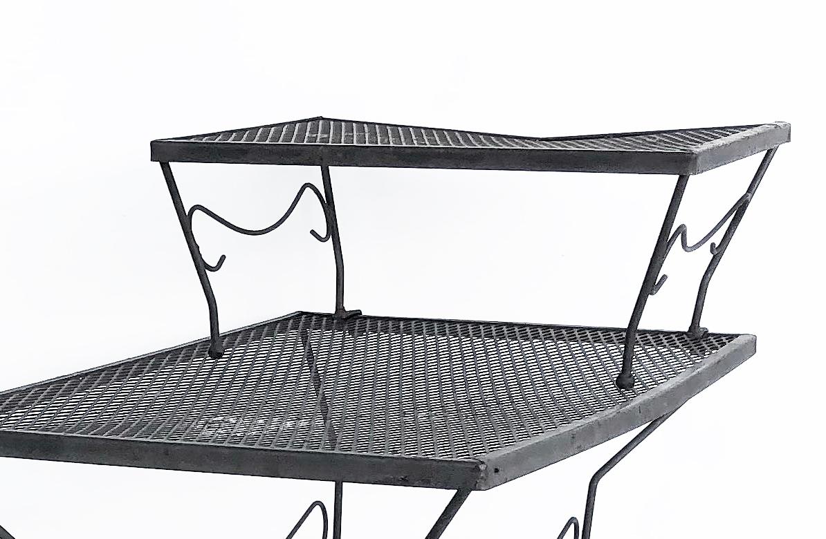 Wrought Iron Maurizio Tempestini for Salterini Mid-Century Three-Tiered Side Tables, Pr. For Sale