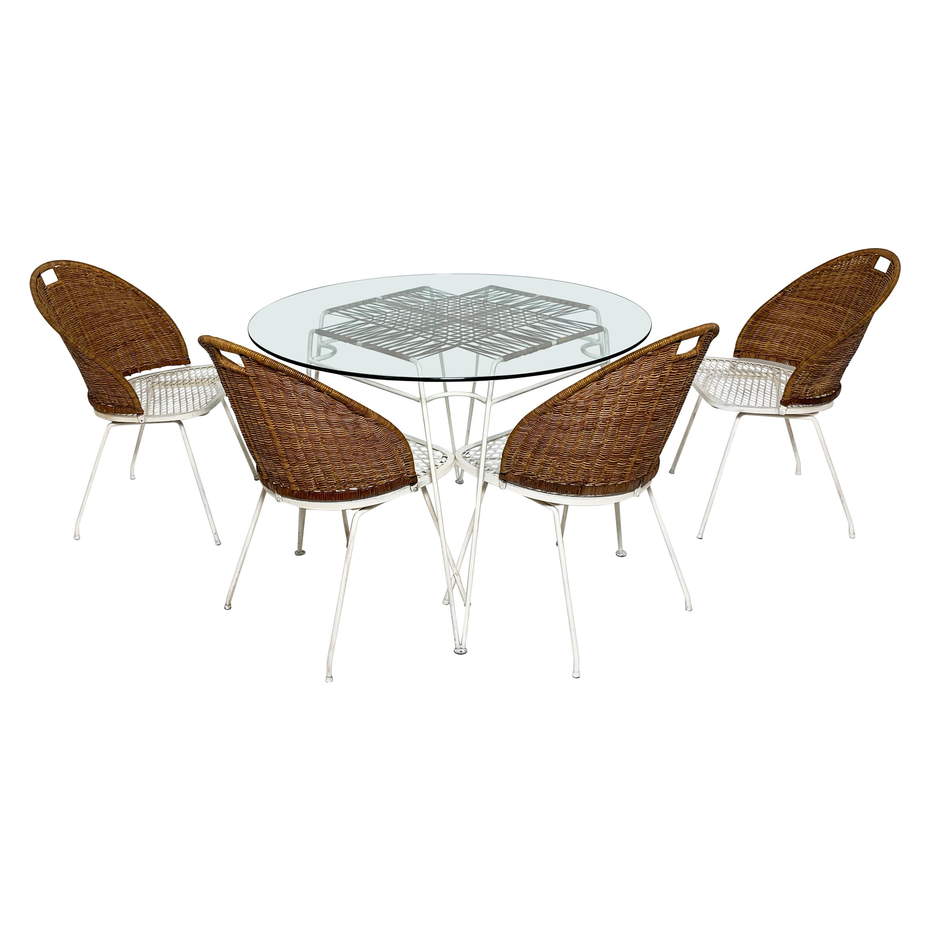 Maurizio Tempestini for Salterini Outdoor Table and Four Neva-Rust Dining Chairs