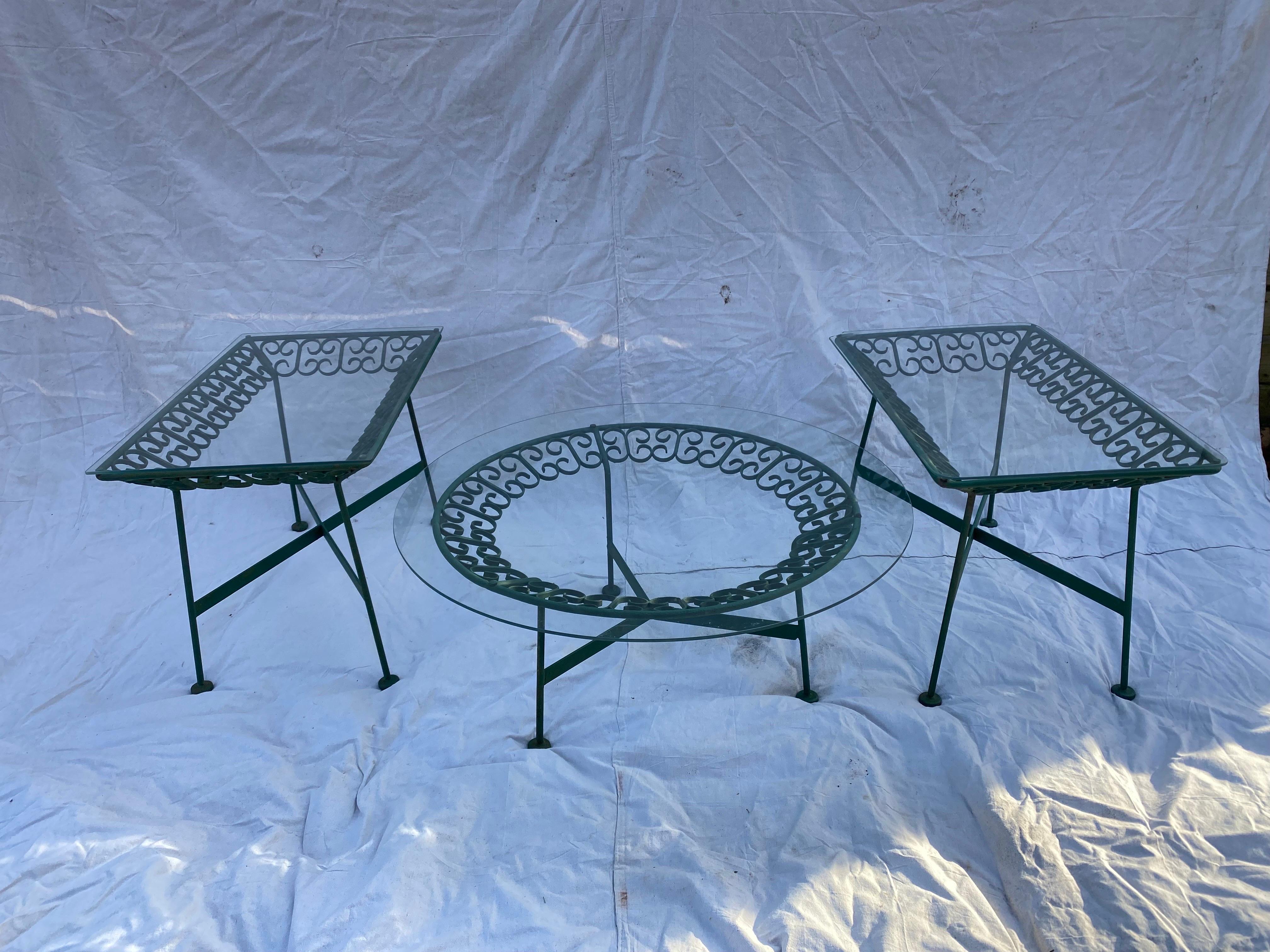 Arthur Umanoff Iron and Glass Side Tables from the Grenada Collection 4