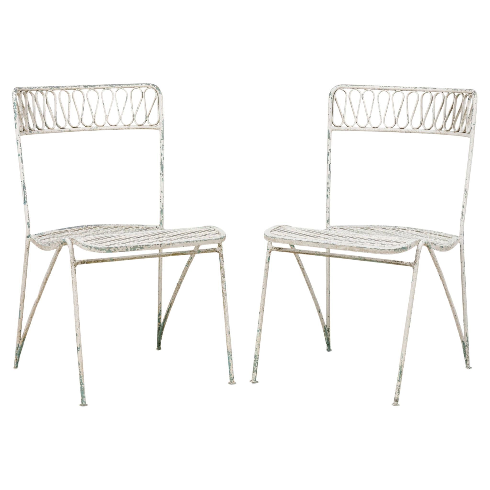Maurizio Tempestini for Salterini "Ribbon" Wrought Iron Painted Dining Chairs