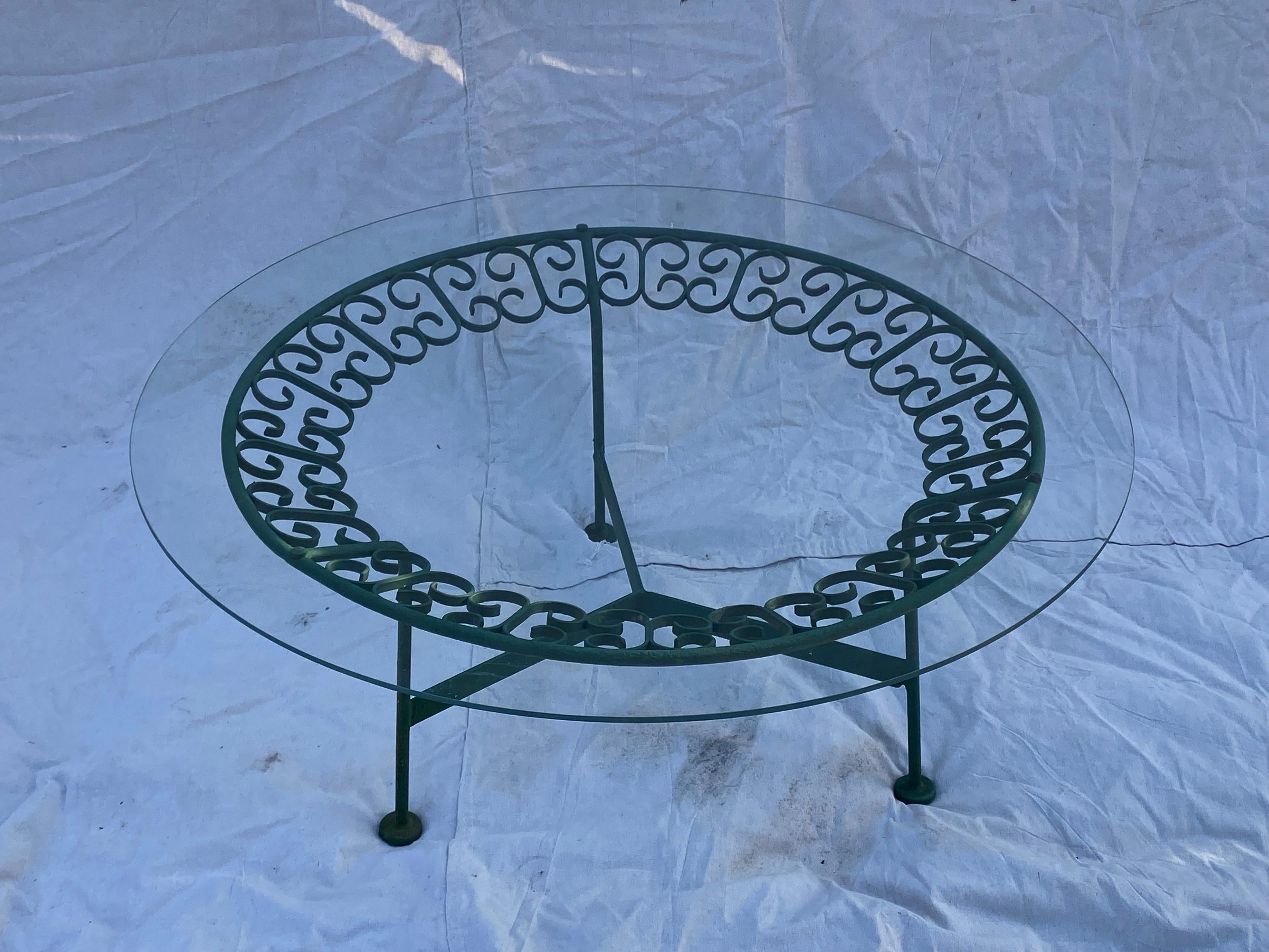 Arthur Umanoff for Shaver Howard  Coffee Table from the Grenada Collection 1964.  We have 2 Lounge chairs, 1 sofa, 2 End tables also available.  Hard to find Cocktail Table in very nice shape!  Older green paint still presents well.