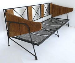 Canapé en fer forgé avec roseau de Maurizio Tempestini John S. Salterini:: vers 1950