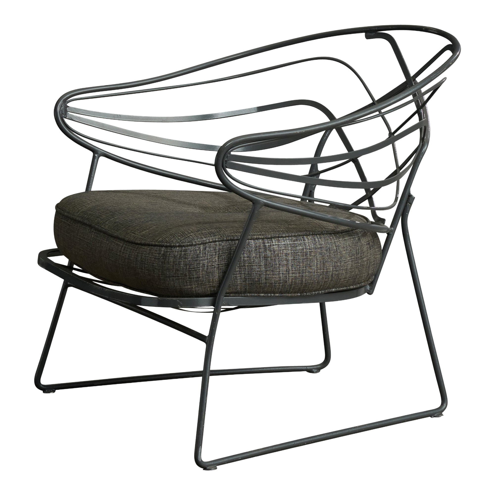Maurizio Tempestini, Lounge Chair, Iron, Fabric, USA 1960s For Sale