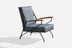 Maurizio Tempestini, Lounge Chair, Iron, Wood, Fabric, USA, 1950s