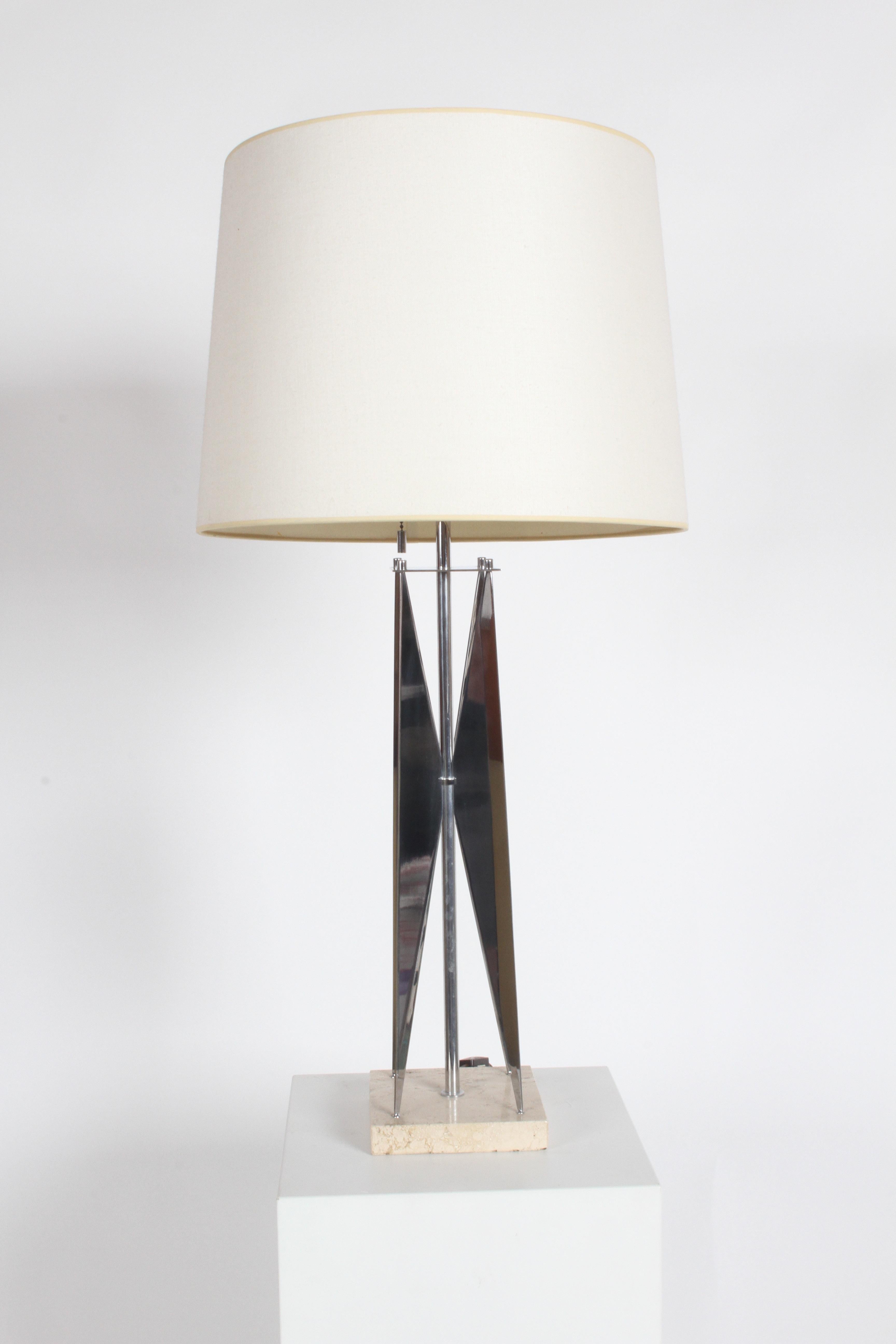 italien Maurizio Tempestini Mid-Century Modern Chrome Travertine 