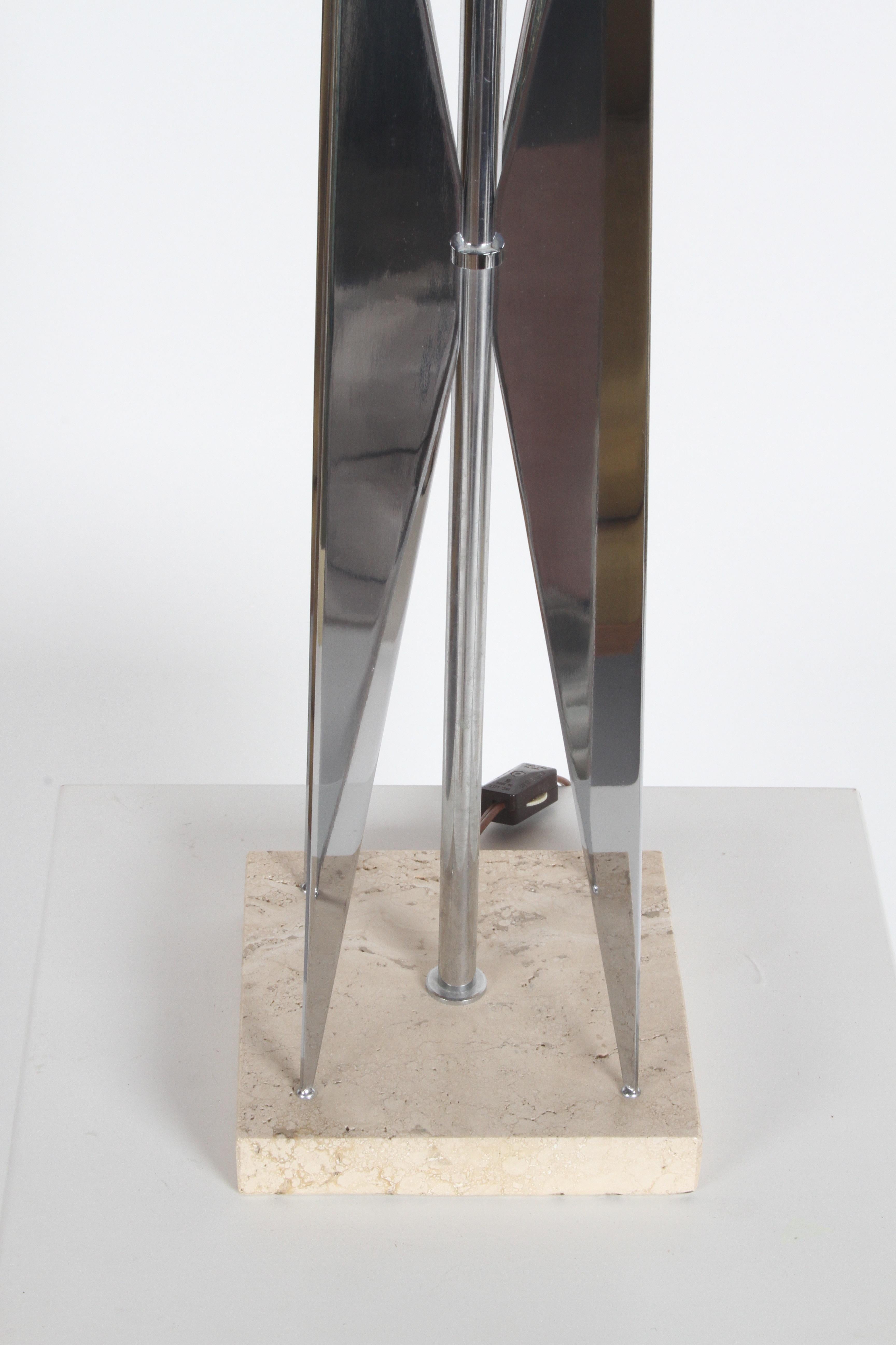 Milieu du XXe siècle Maurizio Tempestini Mid-Century Modern Chrome Travertine 