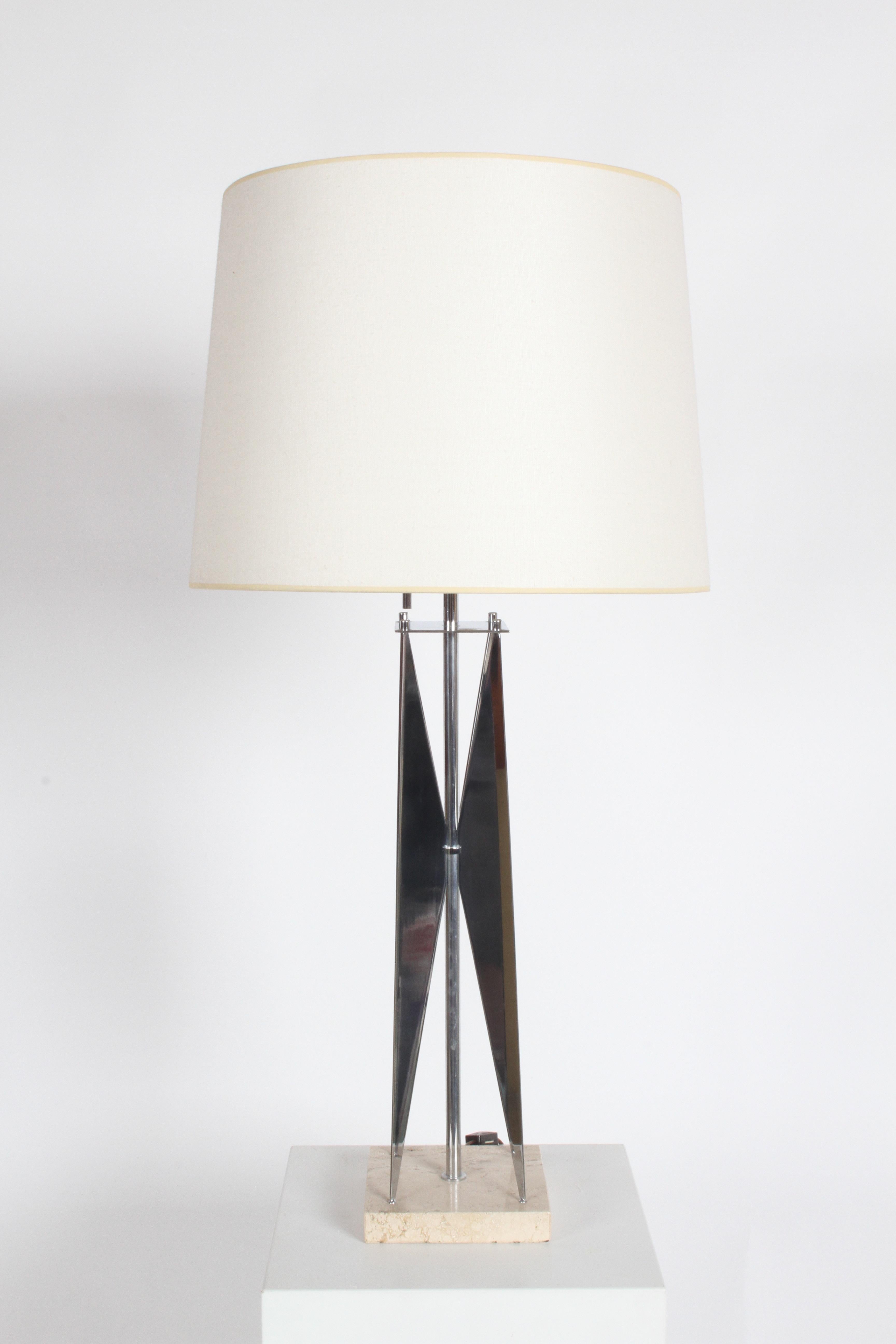 Maurizio Tempestini Mid-Century Modern Chrome Travertine 