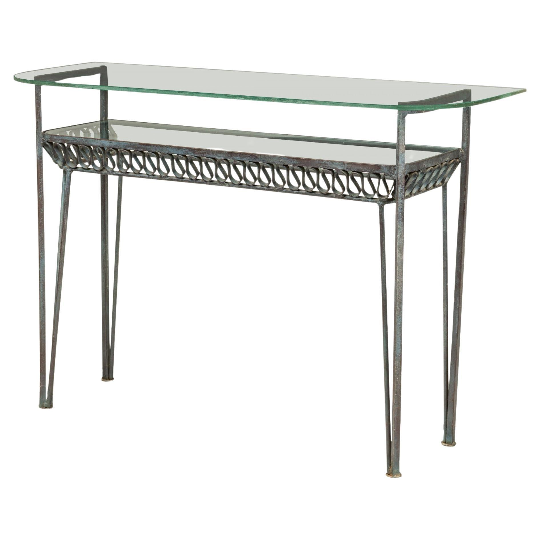 Maurizio Tempestini Salterini Midcentury Black Metal and Glass Console Table