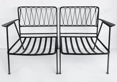 Maurizio Tempestini Salterini Ribbon Back Wrought Iron Settee with New Cushions