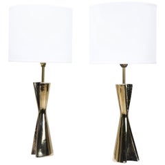 Sculptural Brass Table Lamps