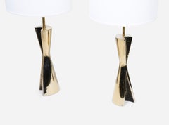 Sculptural Brass Table Lamps
