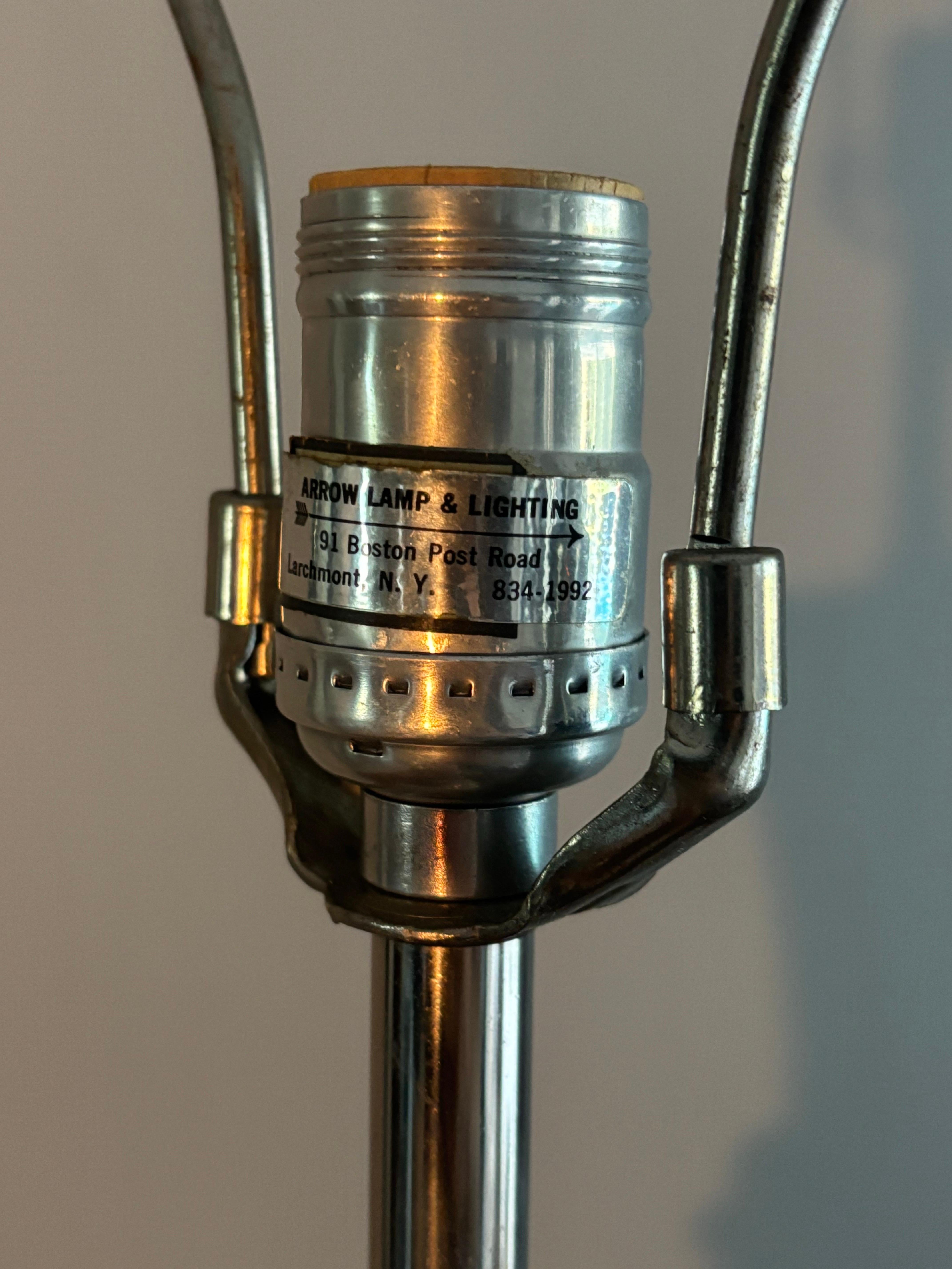 20th Century Maurizio Tempestini Sculptural Chrome and Black Table Lamp For Sale