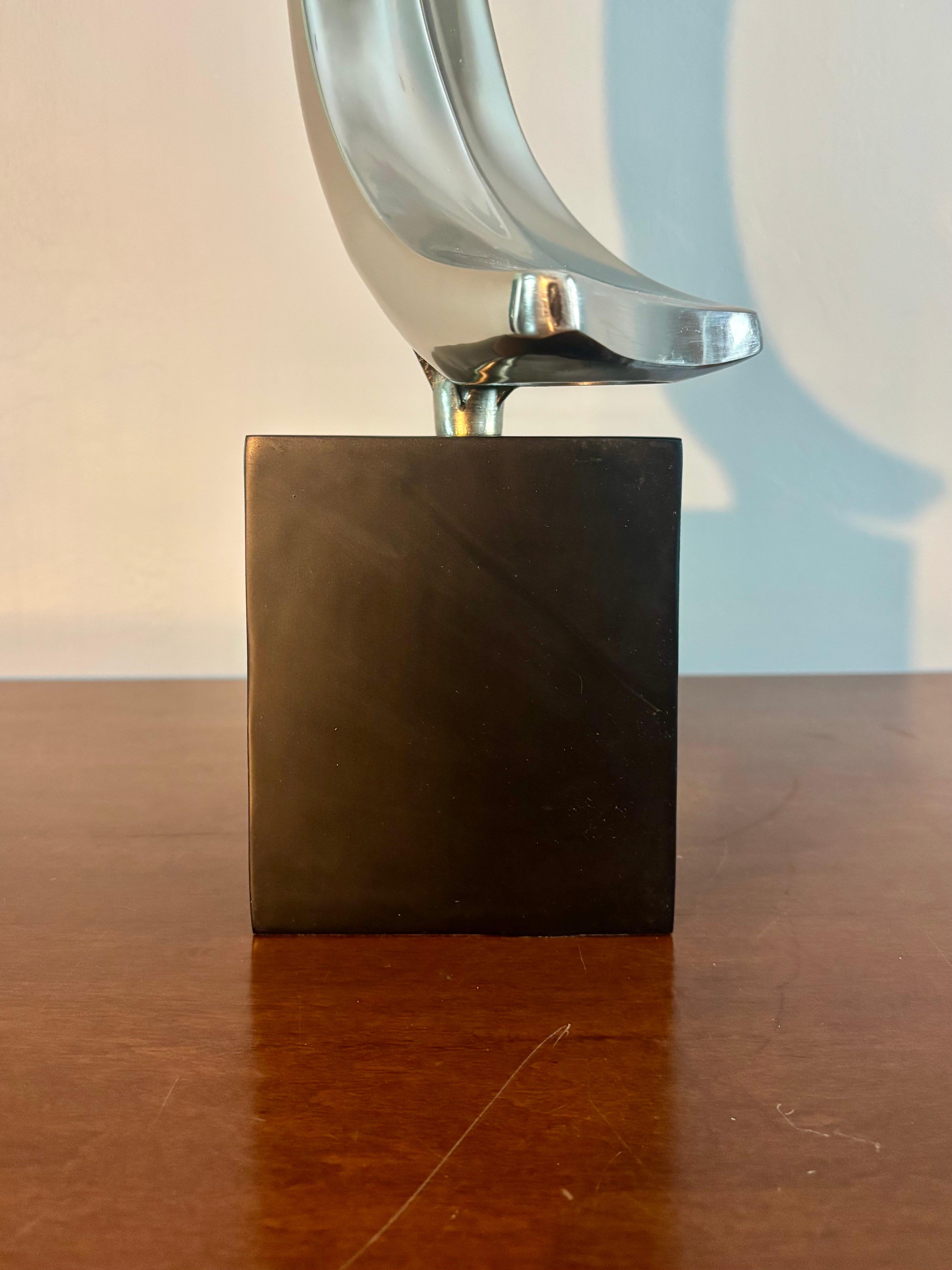 Maurizio Tempestini Sculptural Chrome and Black Table Lamp For Sale 1