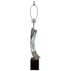 Maurizio Tempestini Sculptural Chrome and Black Table Lamp