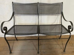Maurizio Tempestini Style Black Iron Frame and Mesh Settee