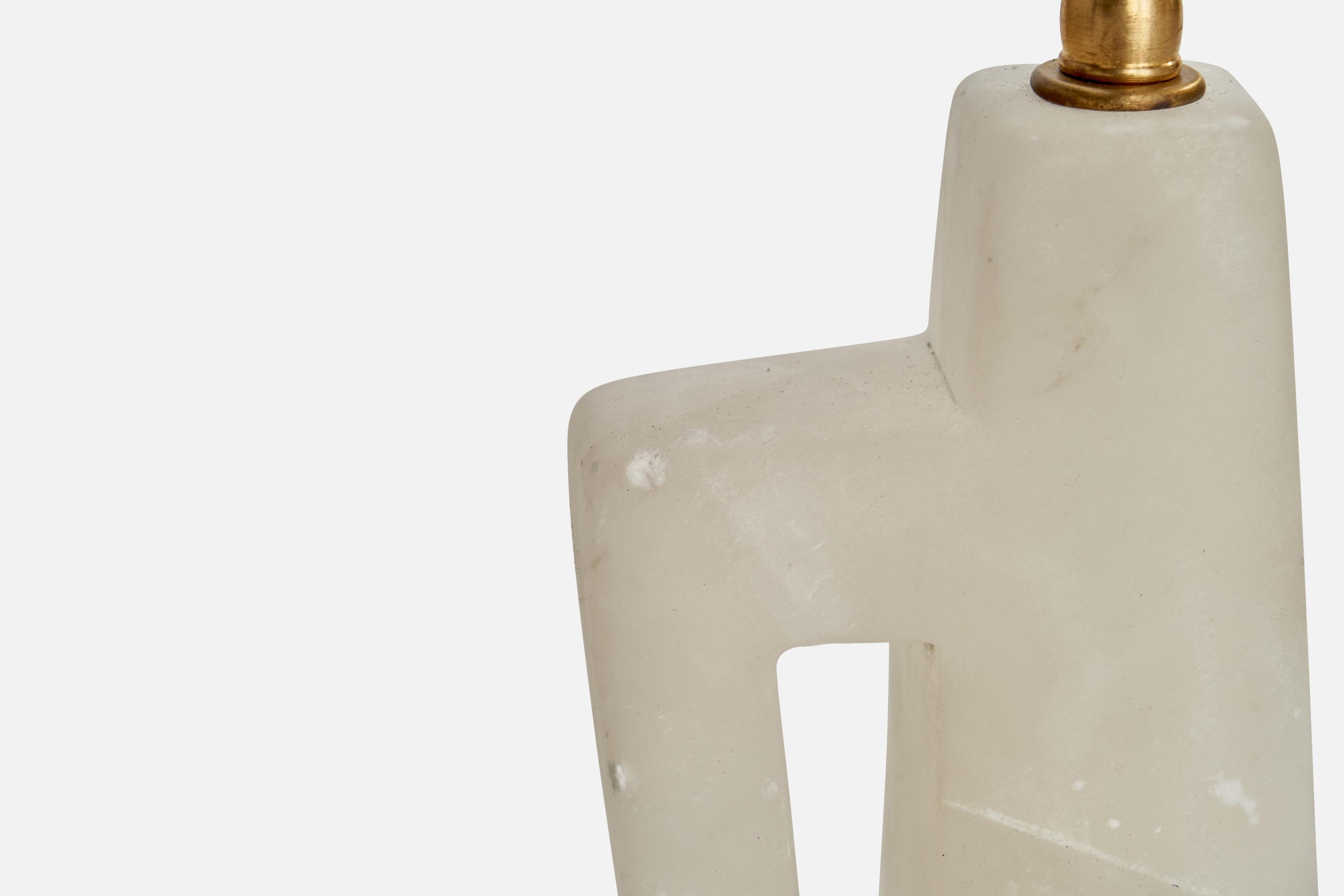 Maurizio Tempestini, Table Lamps, Alabaster, Brass, Fabric, Italy, 1965 4