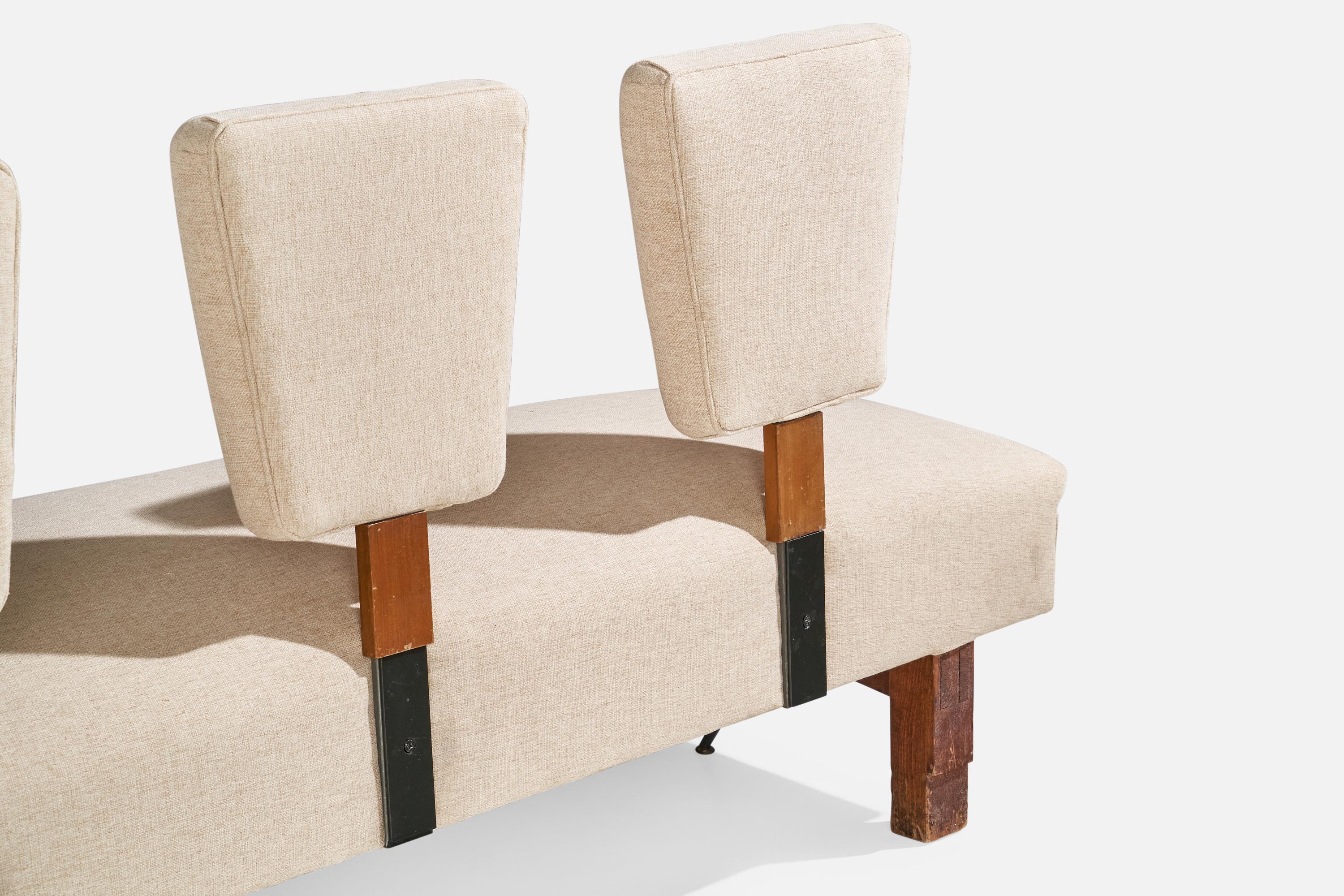 Maurizio Tempestini, Einzigartiges Sofa, Holz, Stoff, Metall, Italien, 1950er Jahre im Angebot 6