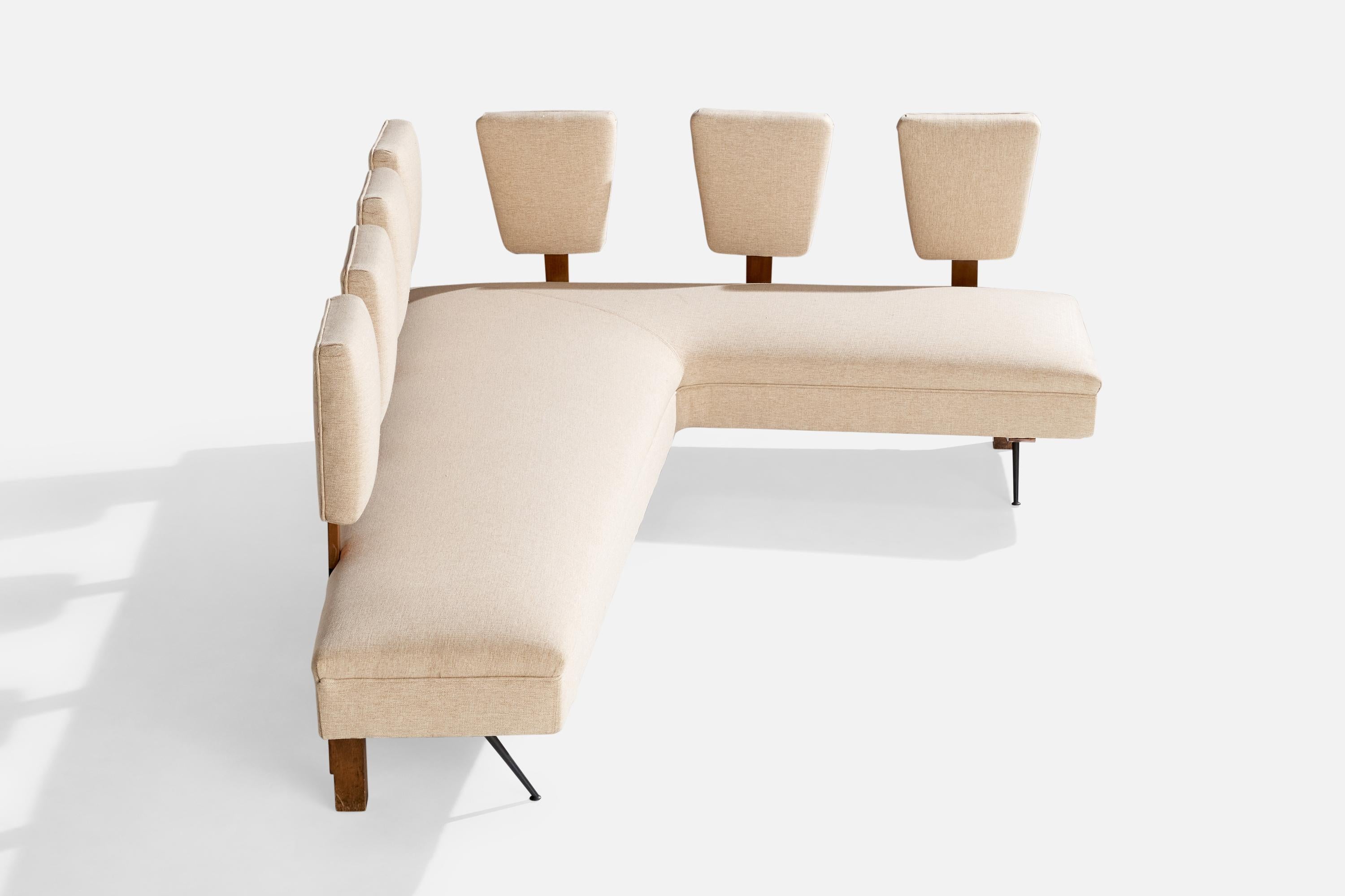 Maurizio Tempestini, Einzigartiges Sofa, Holz, Stoff, Metall, Italien, 1950er Jahre (Italienisch) im Angebot