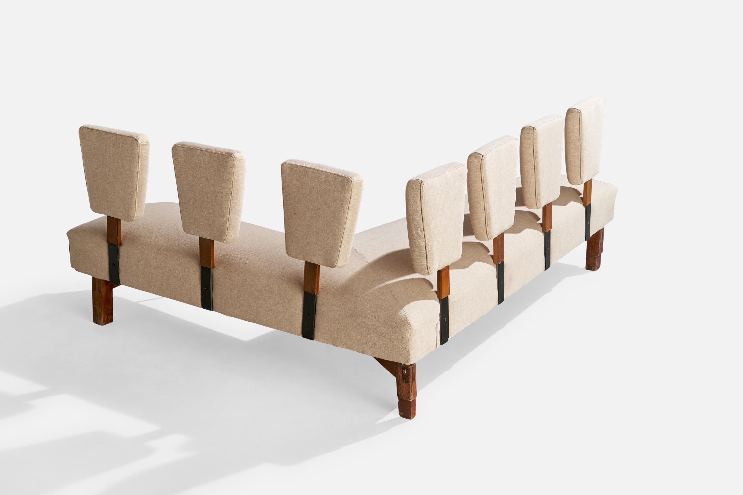 Maurizio Tempestini, Einzigartiges Sofa, Holz, Stoff, Metall, Italien, 1950er Jahre im Zustand „Gut“ im Angebot in High Point, NC