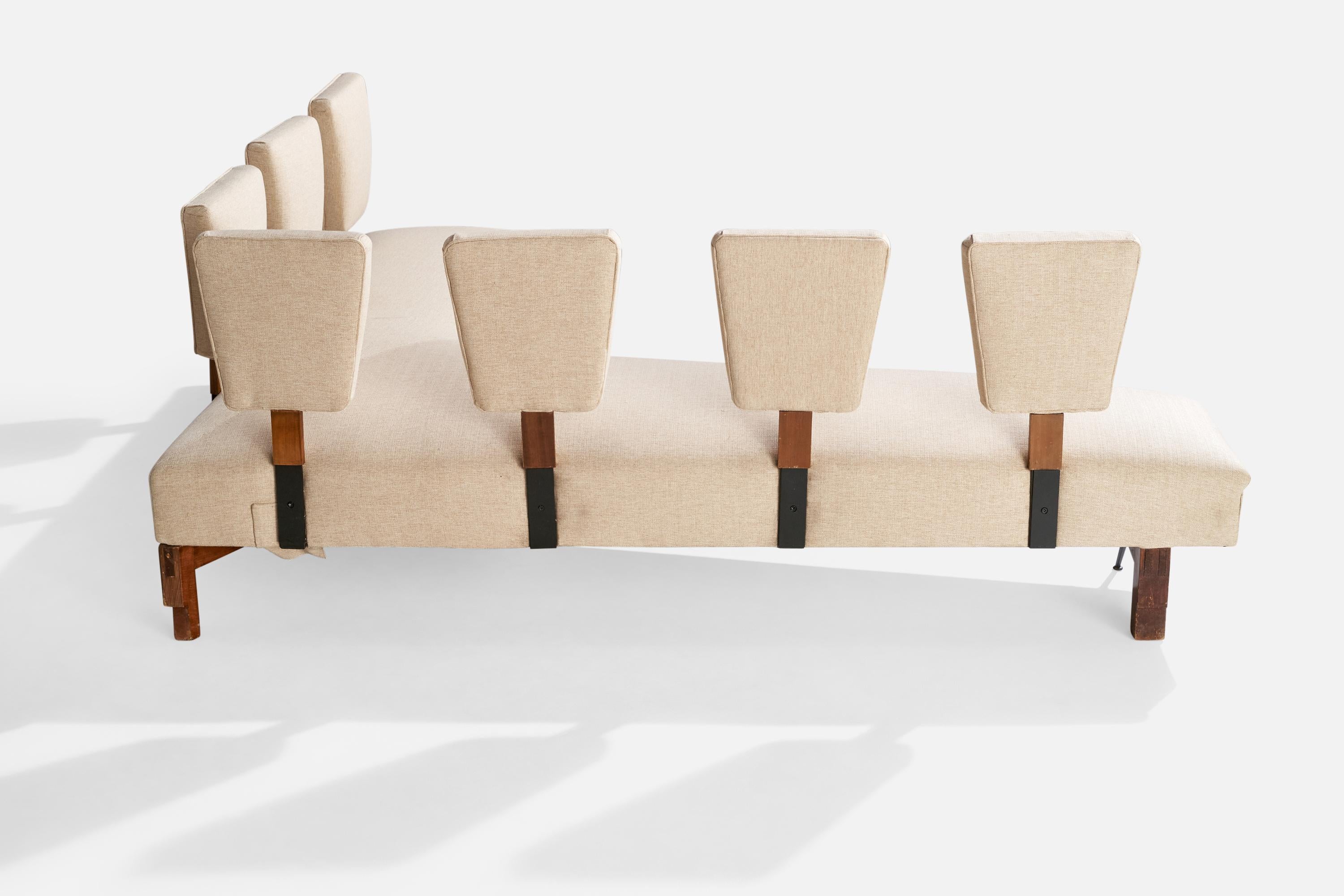 Maurizio Tempestini, Einzigartiges Sofa, Holz, Stoff, Metall, Italien, 1950er Jahre (Mitte des 20. Jahrhunderts) im Angebot