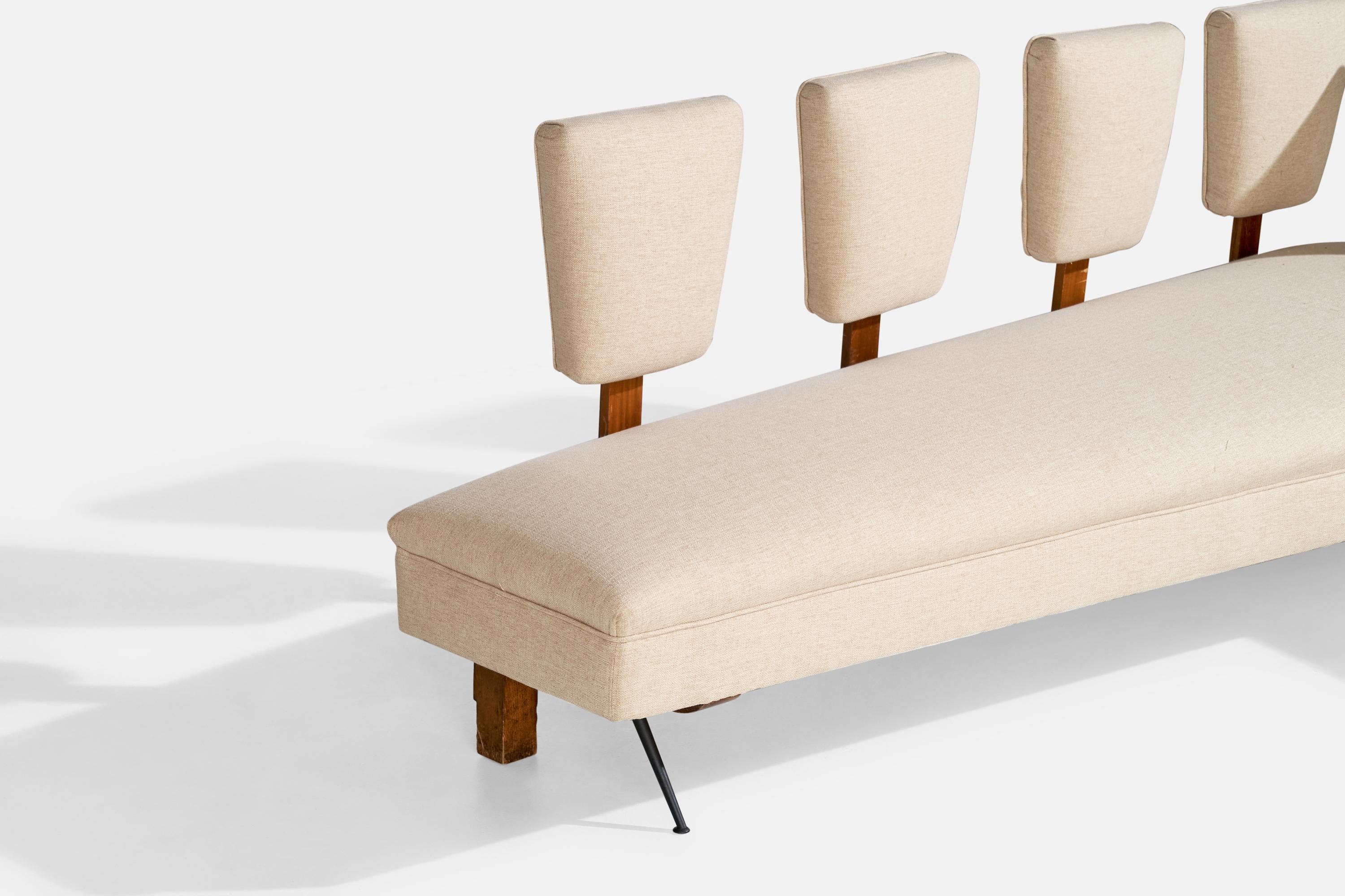 Maurizio Tempestini, Einzigartiges Sofa, Holz, Stoff, Metall, Italien, 1950er Jahre im Angebot 1