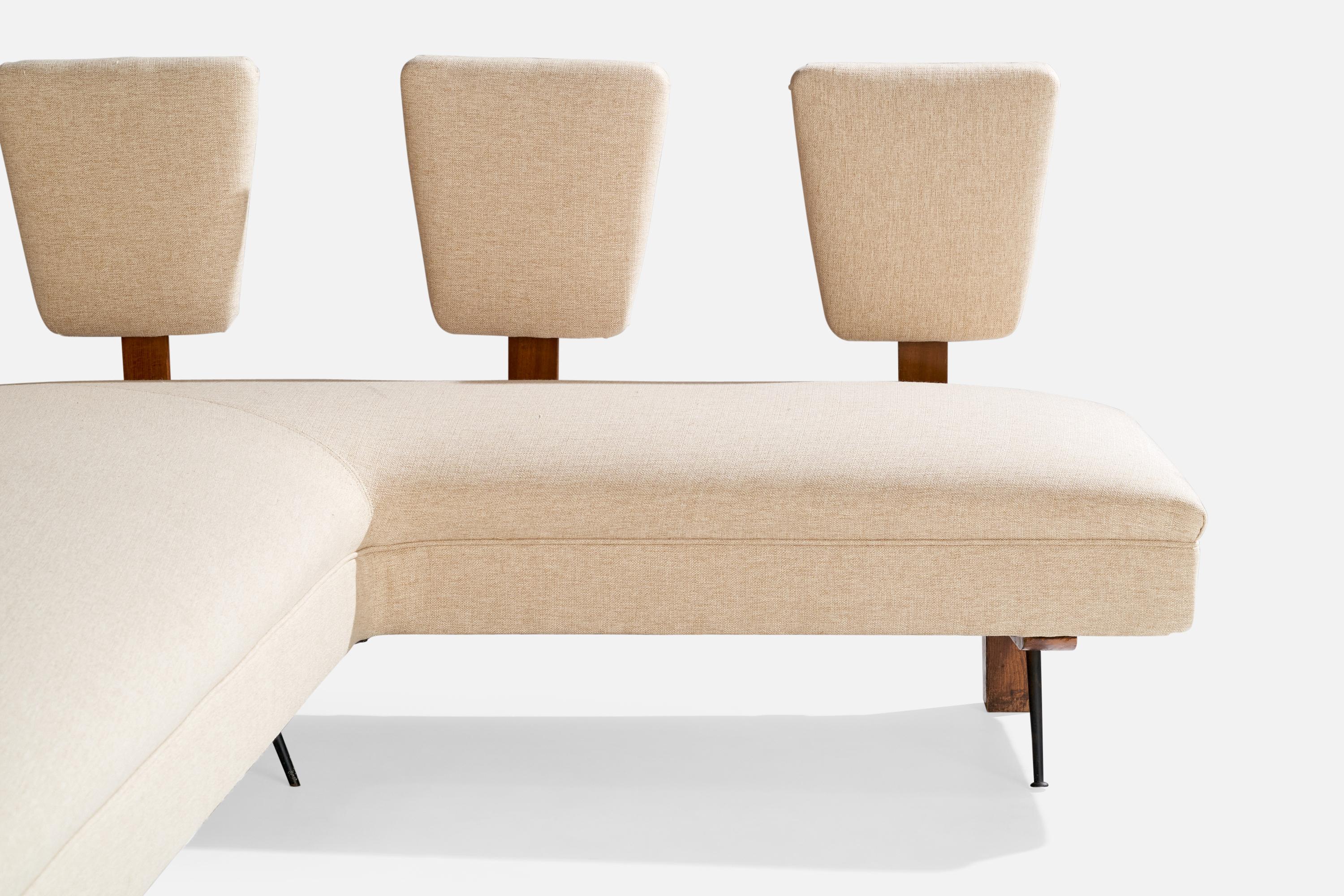 Maurizio Tempestini, Einzigartiges Sofa, Holz, Stoff, Metall, Italien, 1950er Jahre im Angebot 3