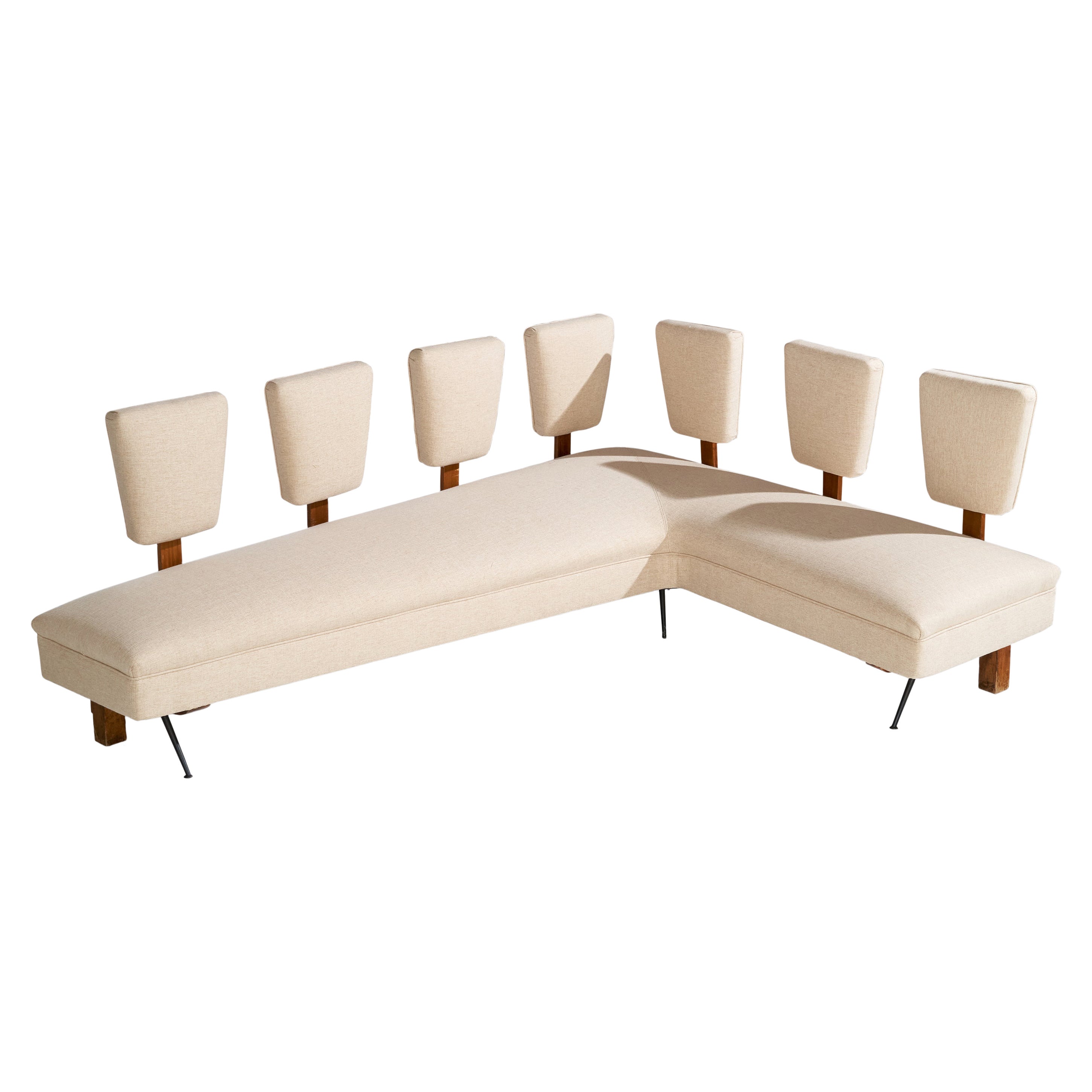 Maurizio Tempestini, Unique Sofa, Wood, Fabric, Metal, Italy, 1950s For Sale