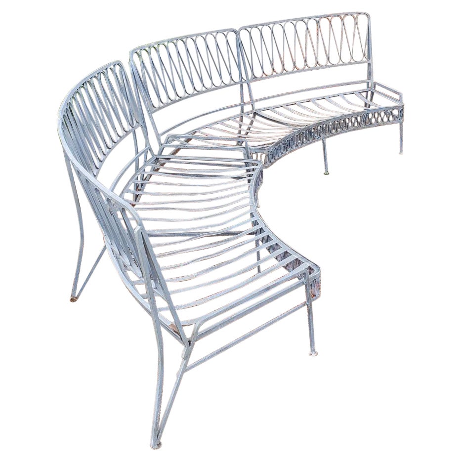 Maurizo Tempestini For John Salterini Wrought Iron Curved Ribbon Patio Sofa 2 Pc For Sale
