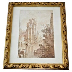 Antique Mauro Antonio Tesi (Maurino) 'A Capriccio of Classical Ruins by a River