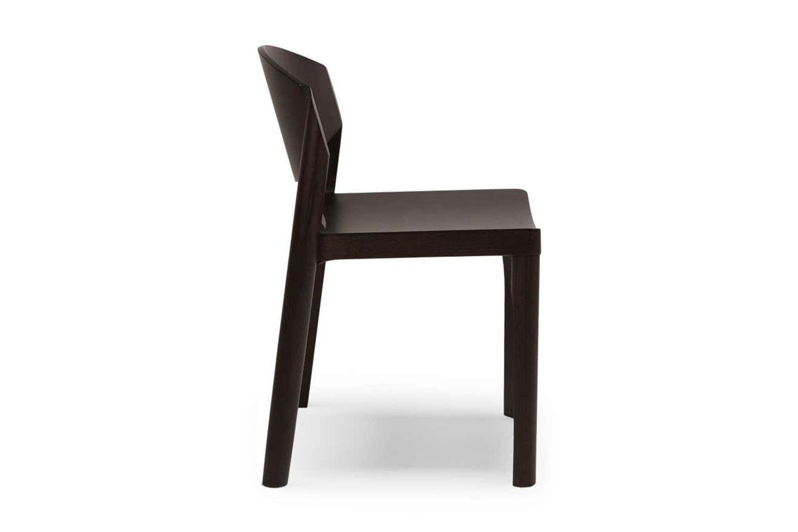 Mauro Chair
Stackable timber dining chair available in ash and oak. Available with a fixed, non-removable leather or upholstered seat and seat-back.

Dimensions
L515mm × D490mm × H770mm, 7kg
Seat height: 450mm

Materials
Solid oak or solid ash, oak