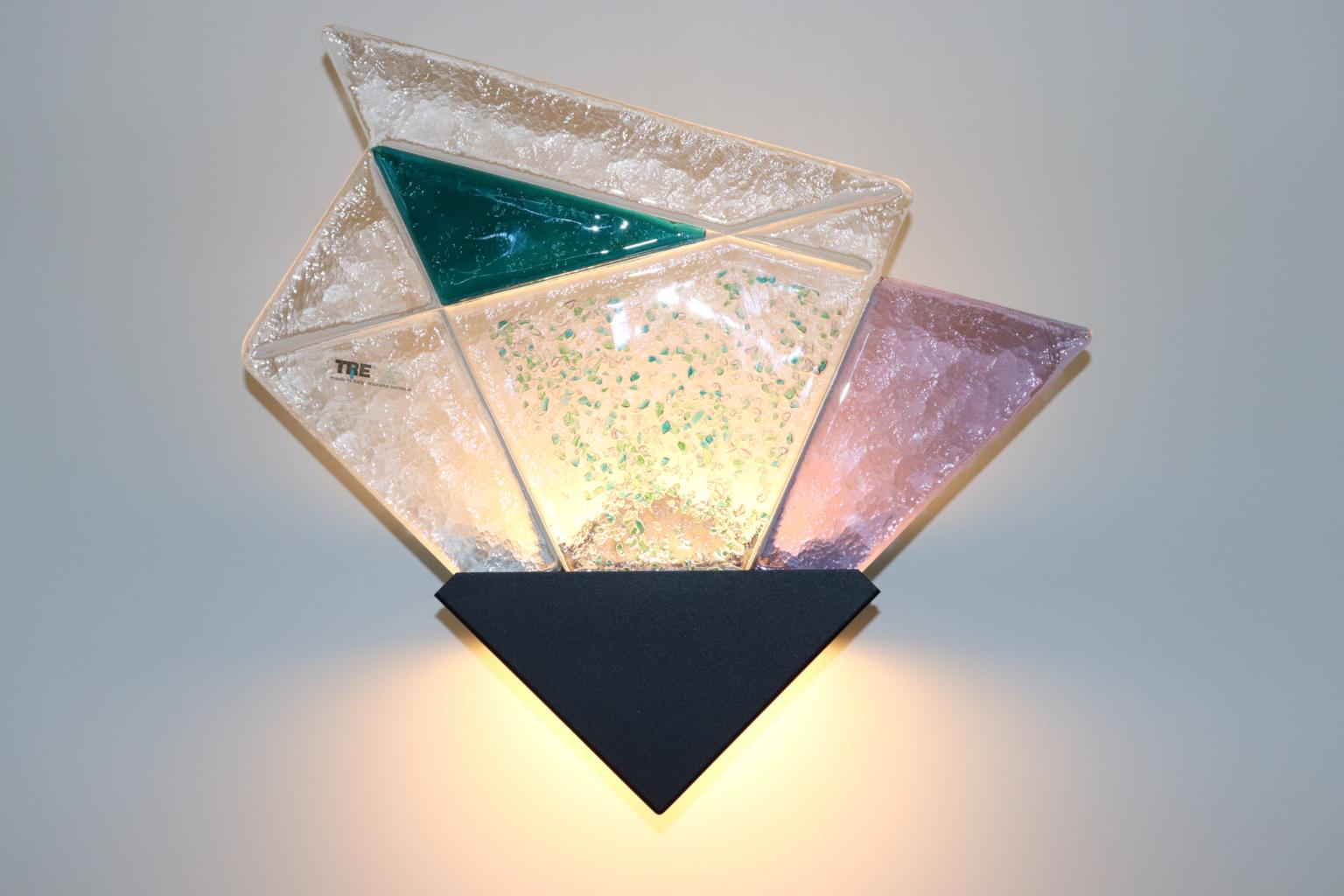 Italian Mauro Dalla Valle for ITRE Wall Light Murano Cast Glass Multi-Color 