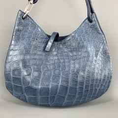 MAURO GOVERNA Blue Alligator Hobo Shoulder Bag