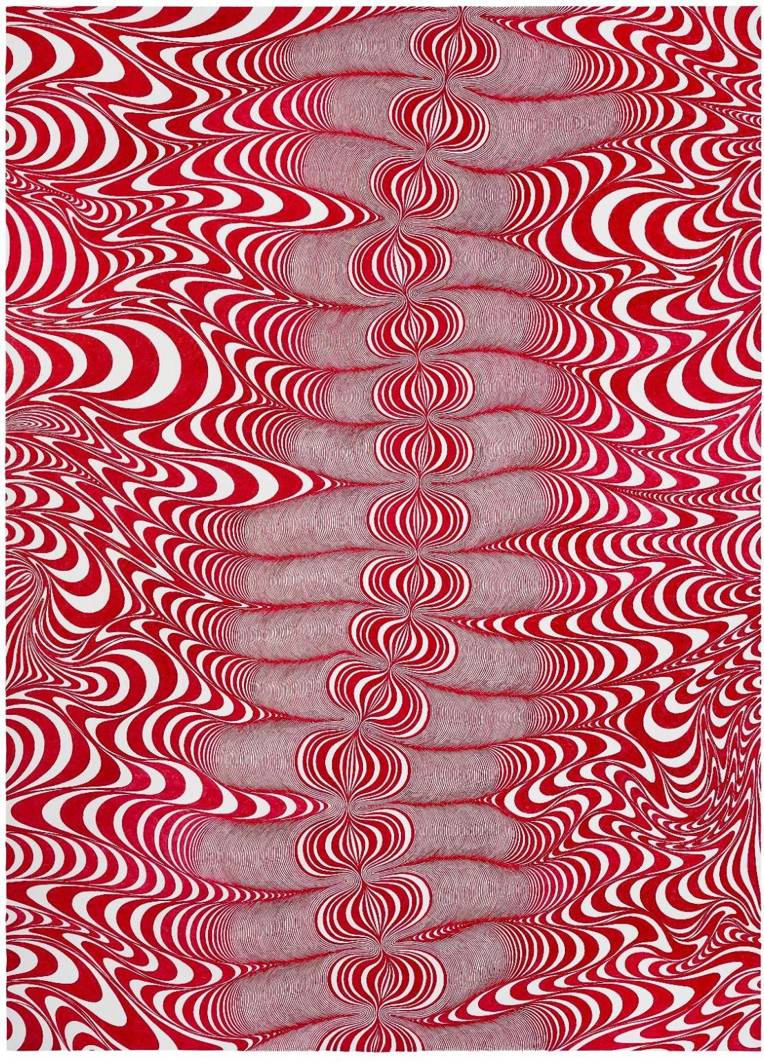 R29 by Mauro Koliva, Psychedelic Op Art Ink on Canvas, 2020
