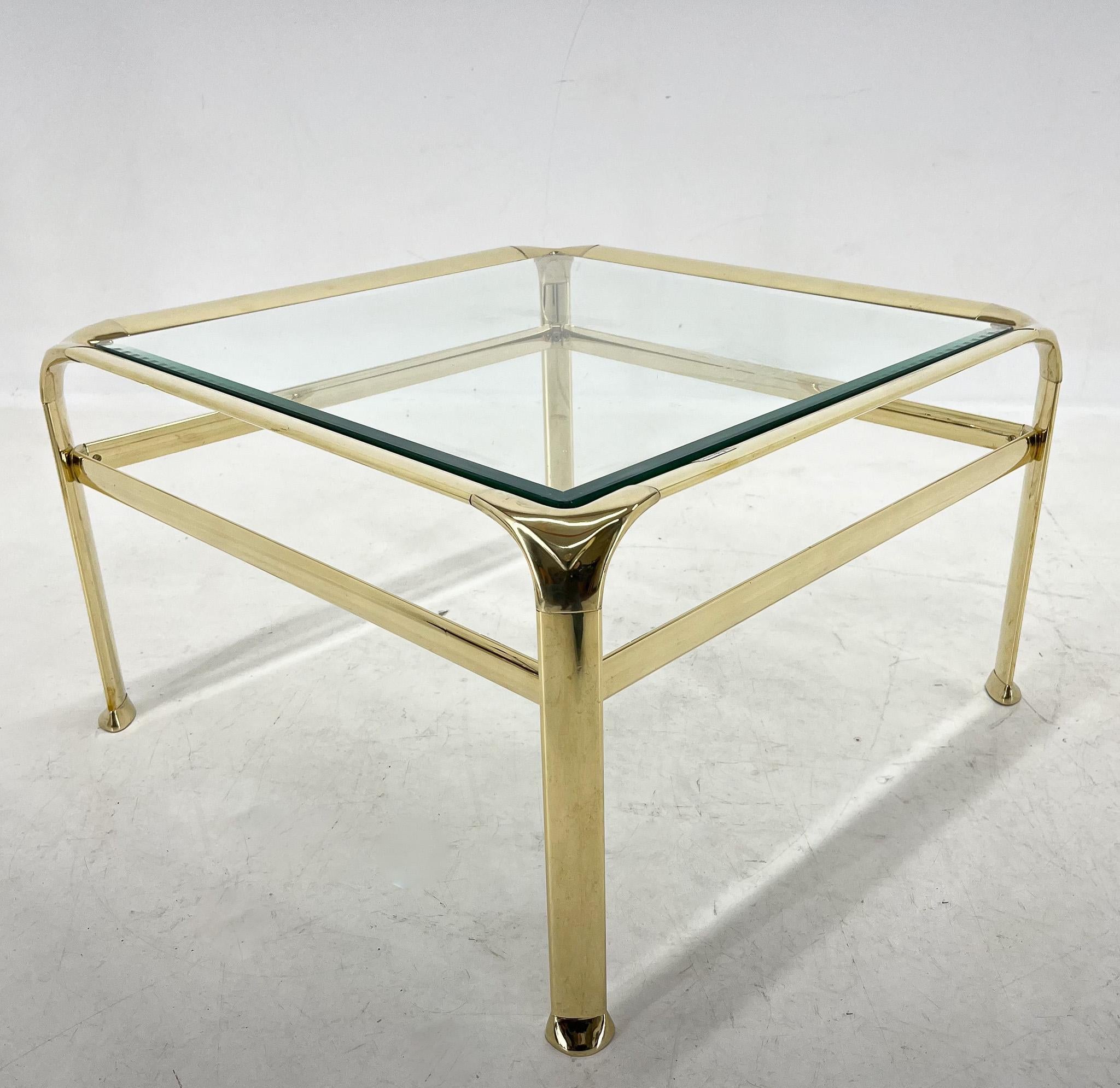 Mid-Century Modern Mauro Lipparini Coffee Table, Brass & Glass, 1970's, Italy For Sale