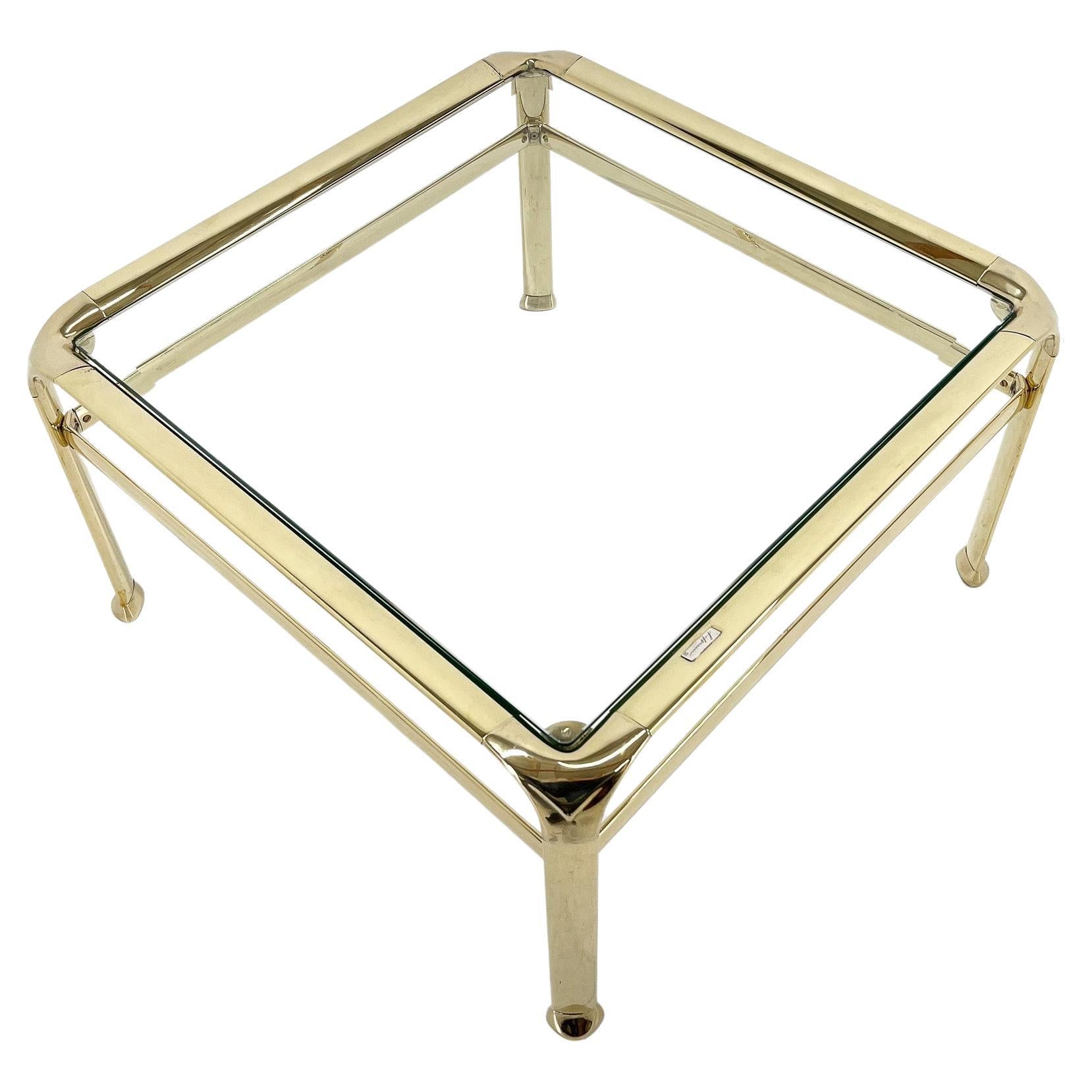 Mauro Lipparini Coffee Table, Brass & Glass, 1970's, Italy For Sale