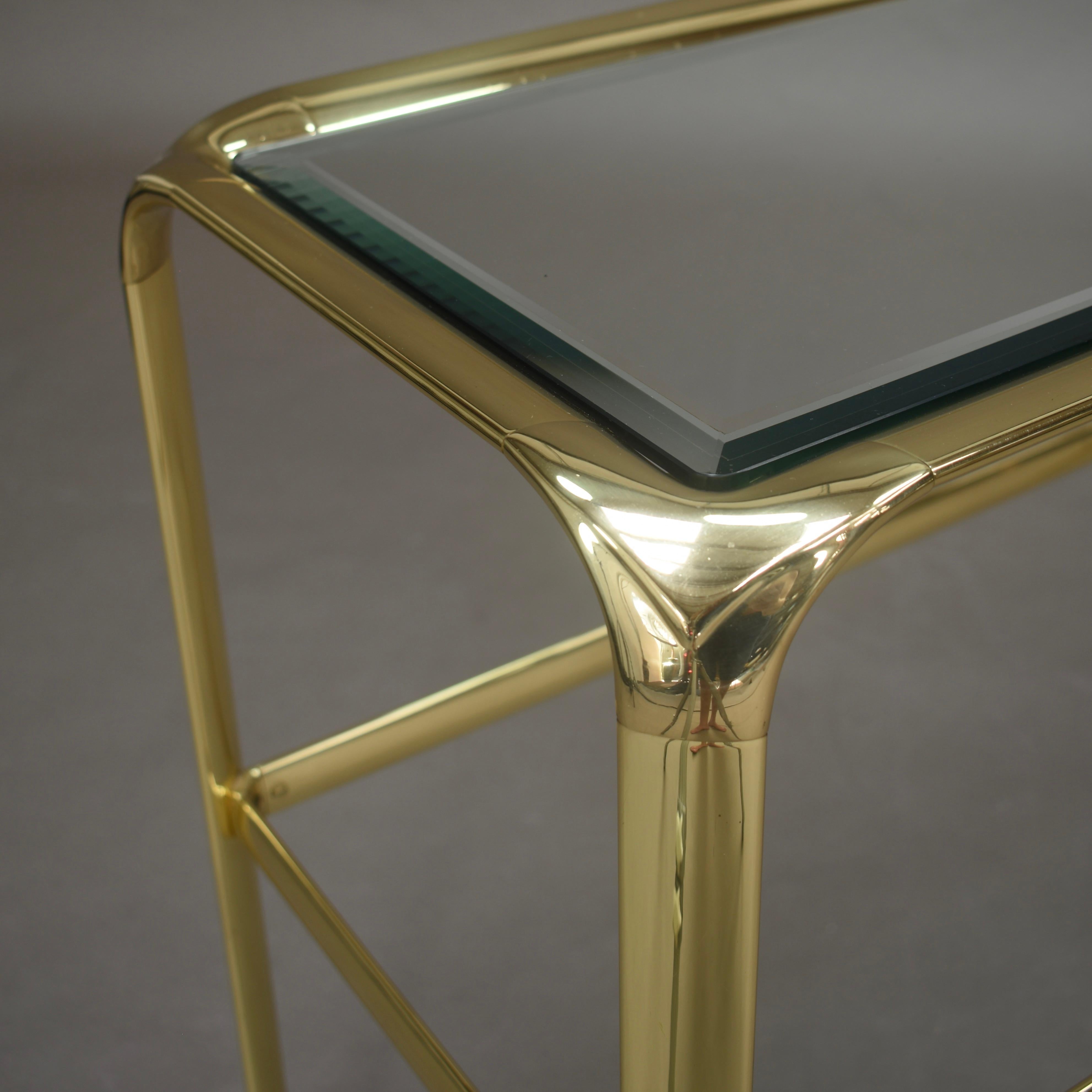Mauro Lipparini Console Table in Brass and Glass, Italy, circa 1970 In Good Condition In Pijnacker, Zuid-Holland