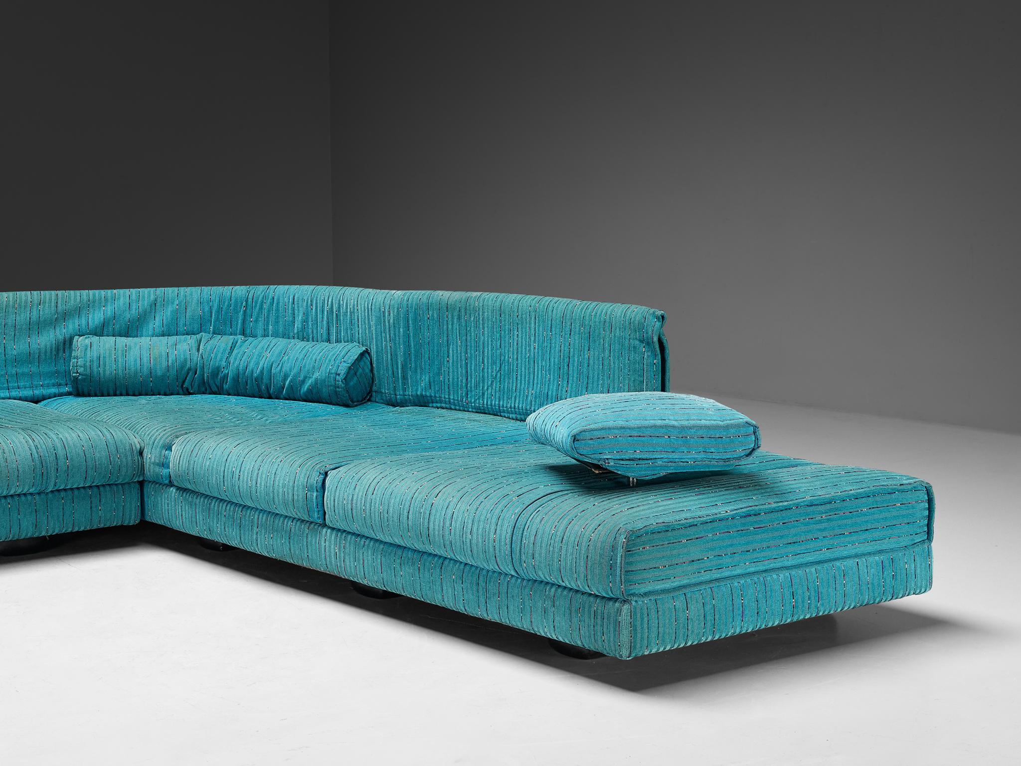Italian Mauro Lipparini for Saporiti 'Avedon' Sofa in Turquoise Upholstery For Sale