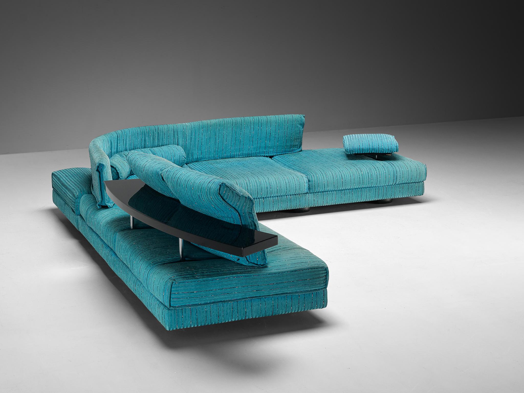 Late 20th Century Mauro Lipparini for Saporiti 'Avedon' Sofa in Turquoise Upholstery For Sale